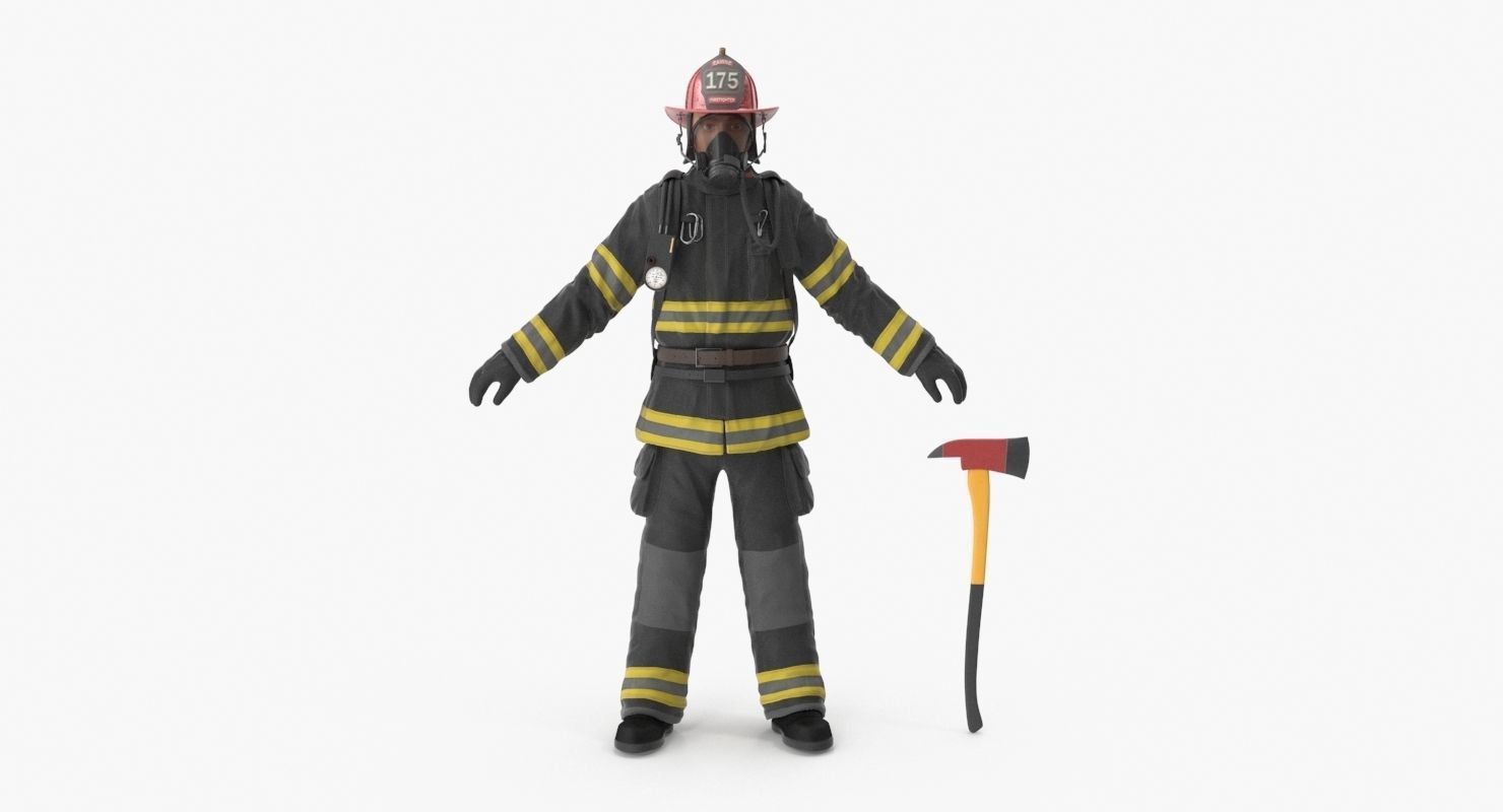 Firefighter Black Suite Clean Low-poly 3D model_12