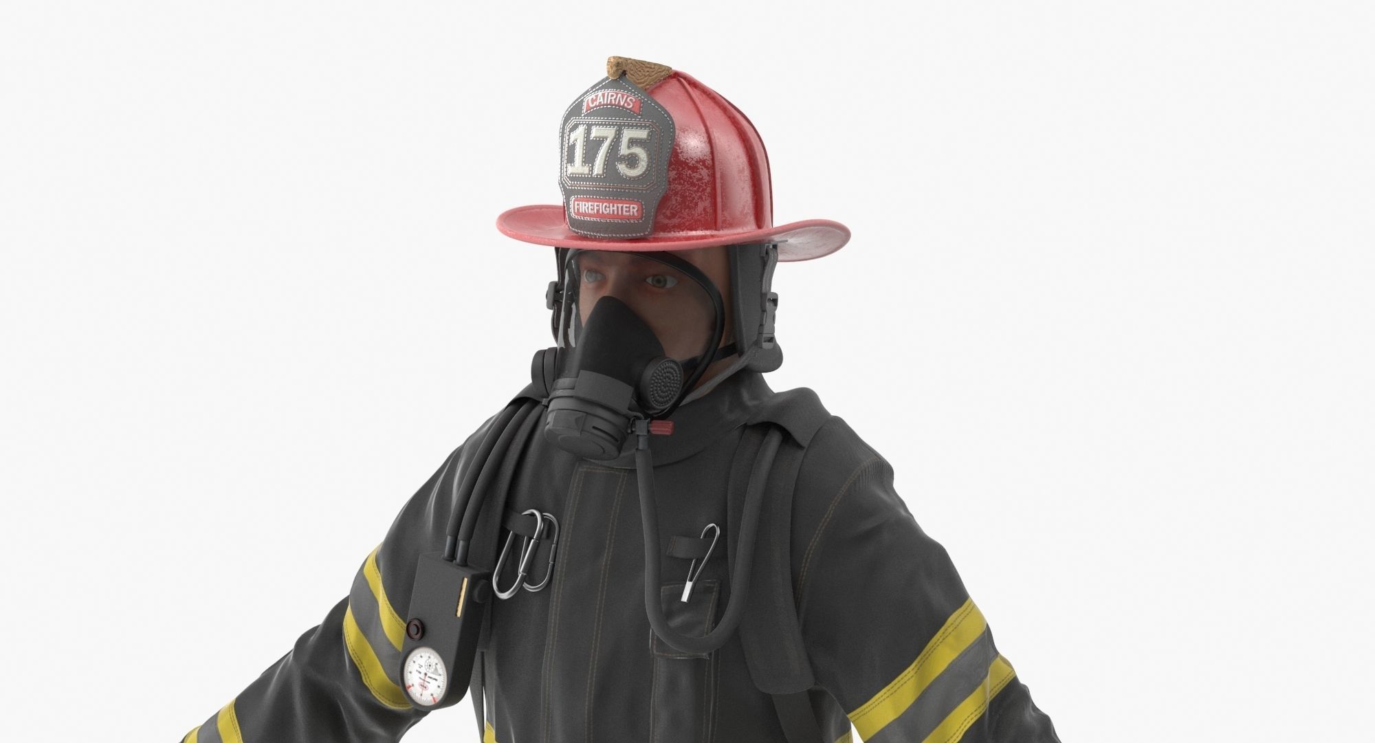 Firefighter Black Suite Clean Low-poly 3D model_9