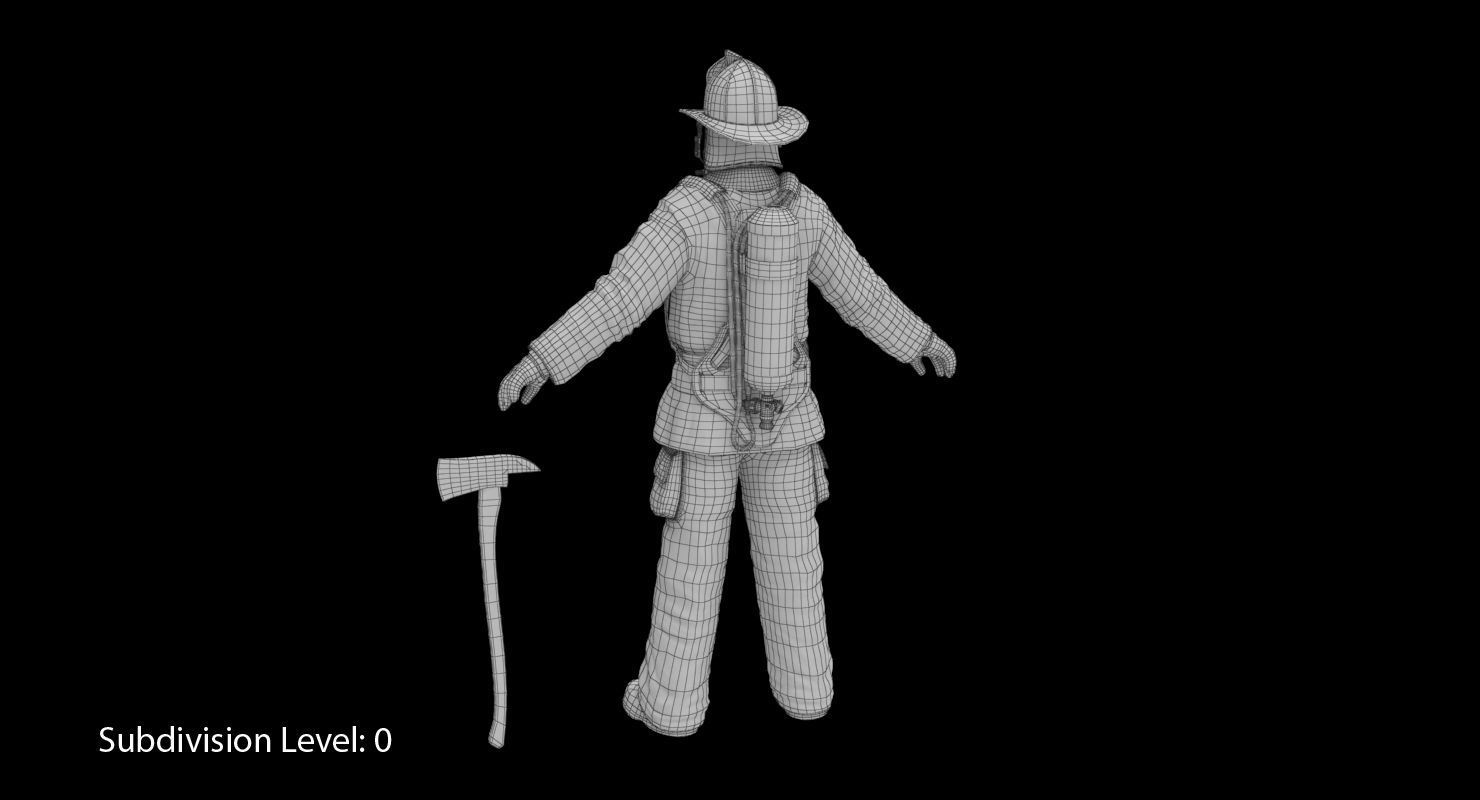 Firefighter Black Suite Clean Low-poly 3D model_28