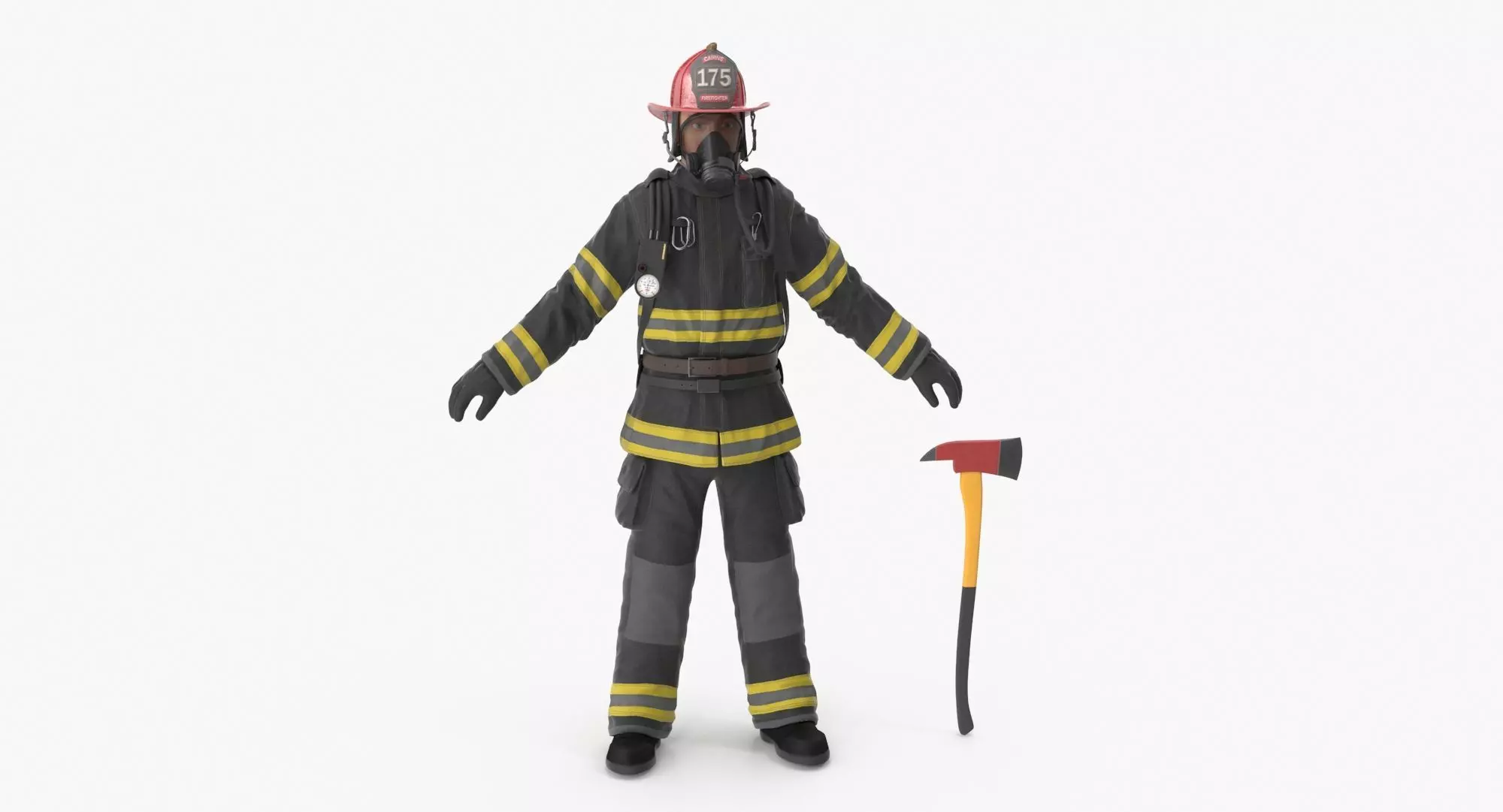 Firefighter Black Suite Clean Low-poly 3D model_0