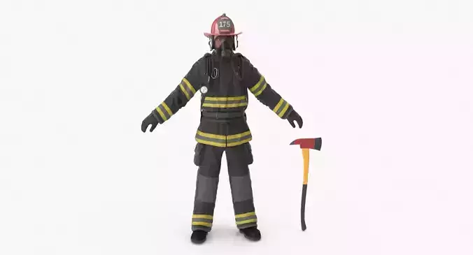 Firefighter Black Suite Clean Low-poly 3D model