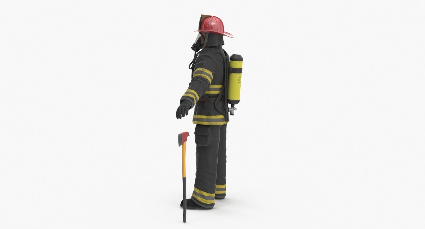 Firefighter Black Suite Clean Low-poly 3D model_19