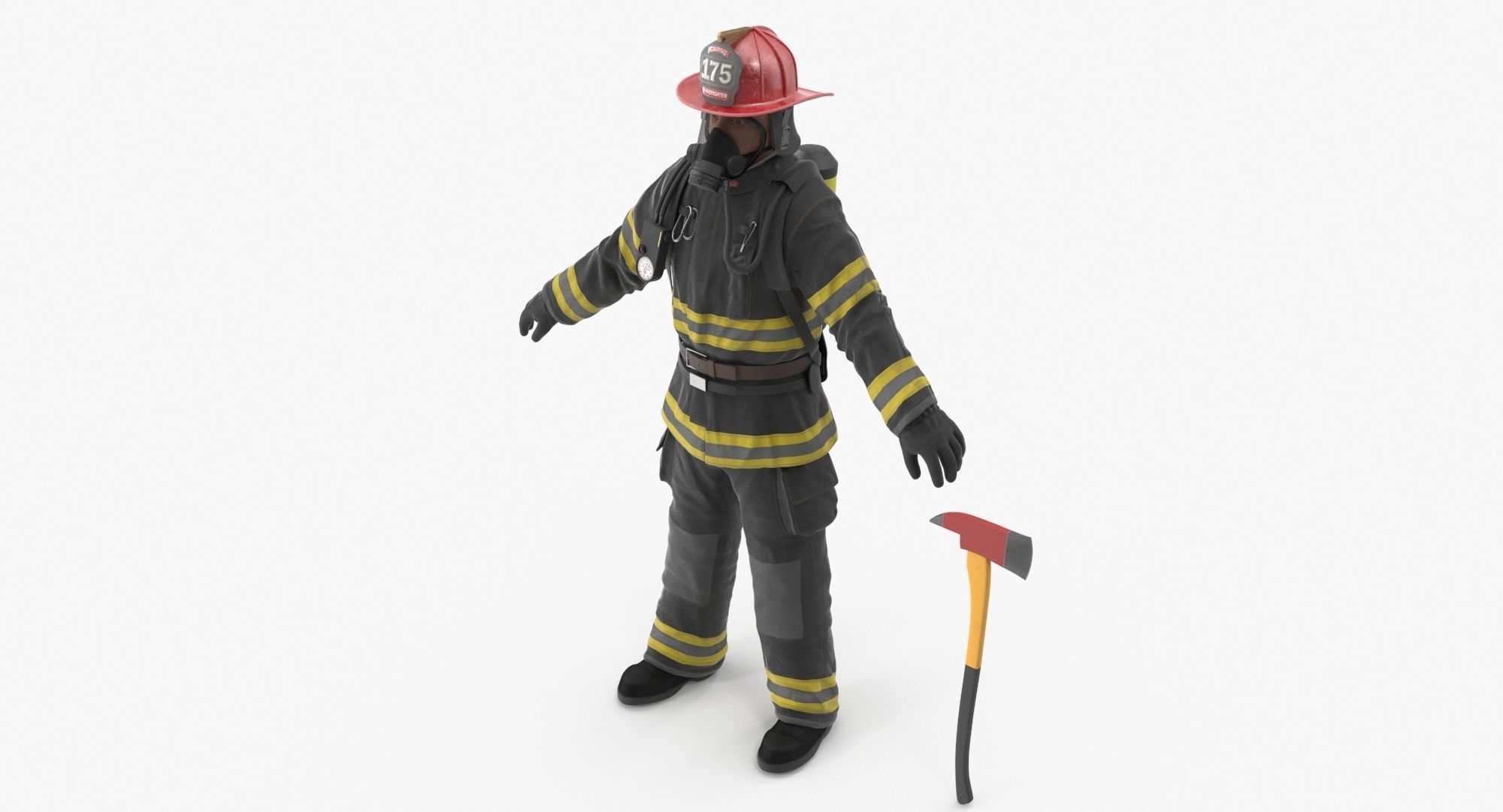 Firefighter Black Suite Clean Low-poly 3D model_3
