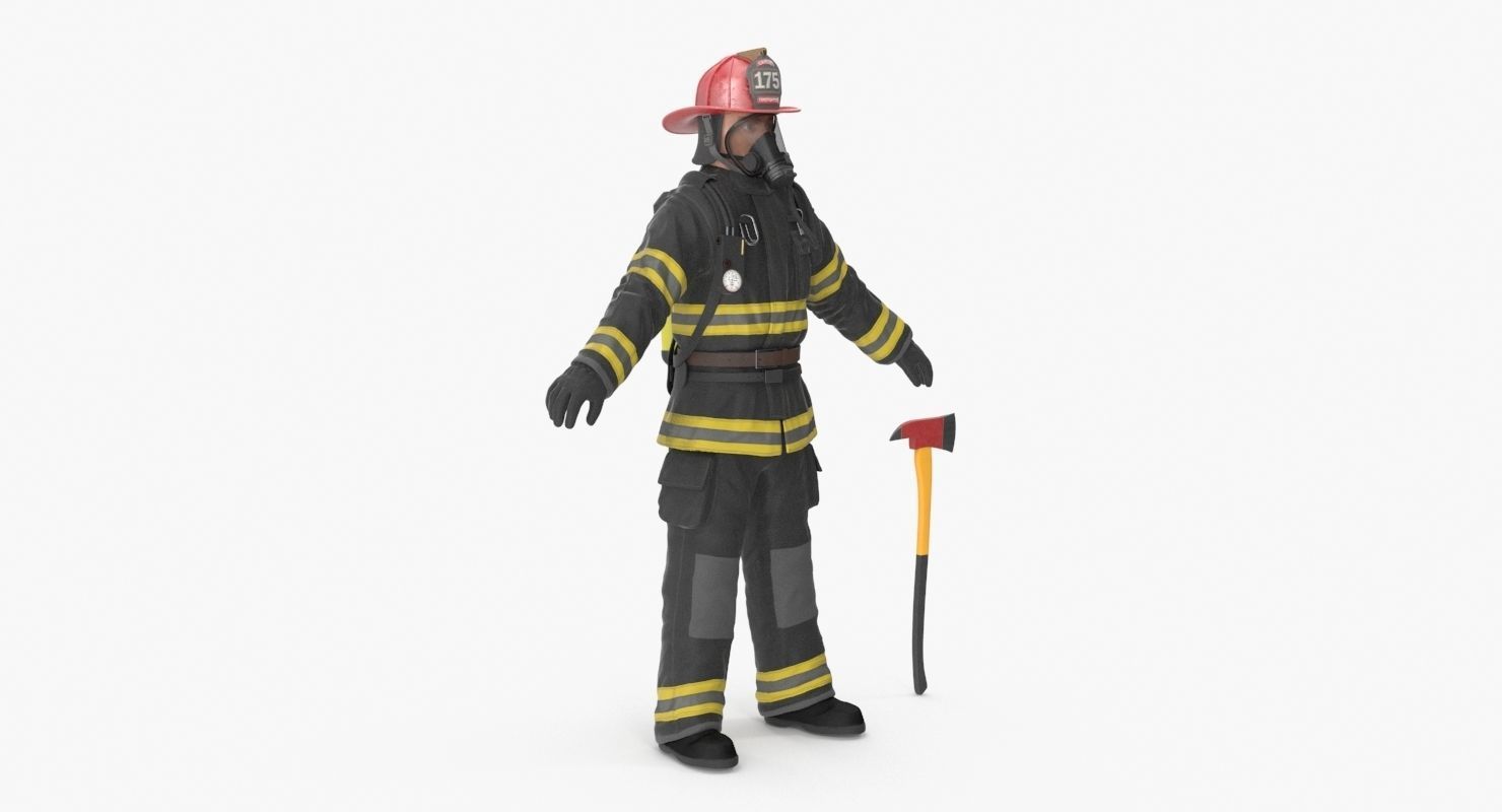 Firefighter Black Suite Clean Low-poly 3D model_13