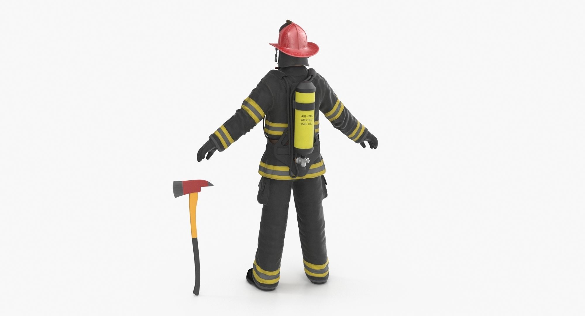 Firefighter Black Suite Clean Low-poly 3D model_5