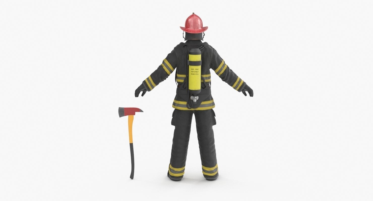Firefighter Black Suite Clean Low-poly 3D model_17