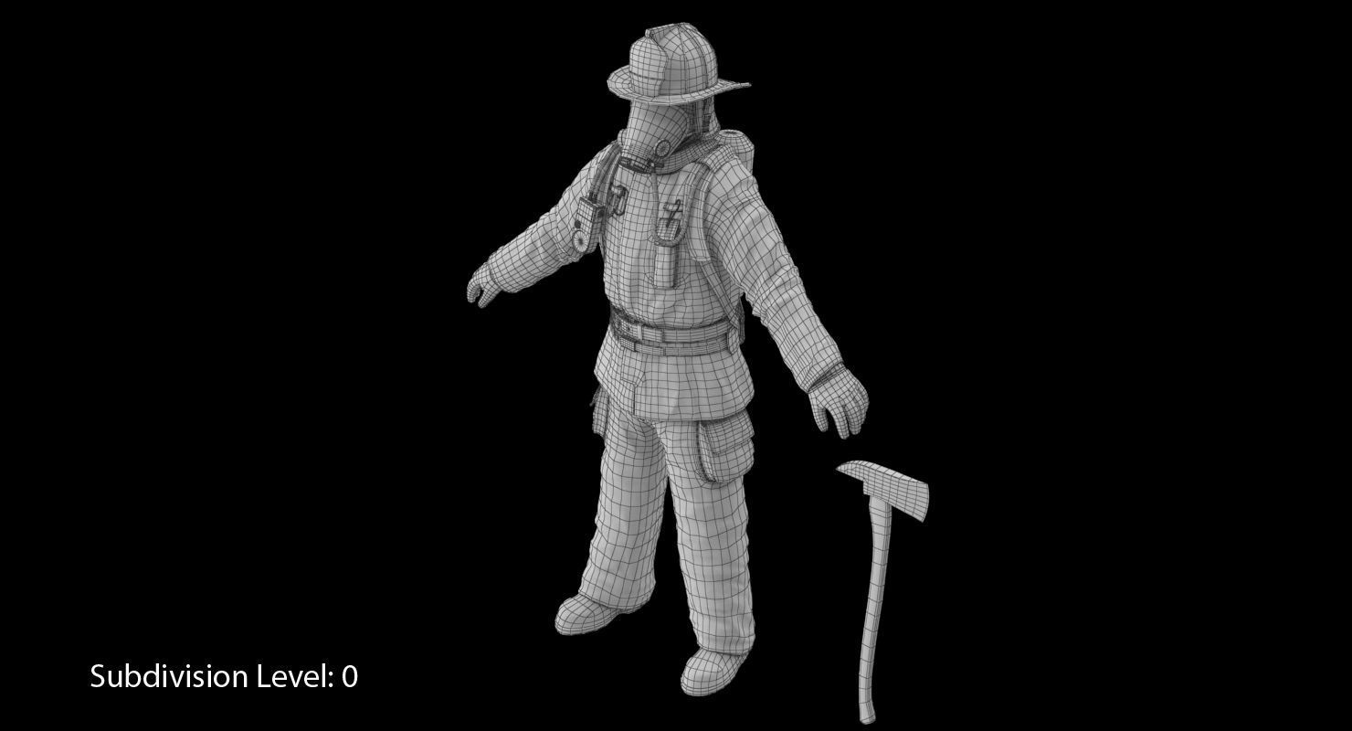 Firefighter Black Suite Clean Low-poly 3D model_24