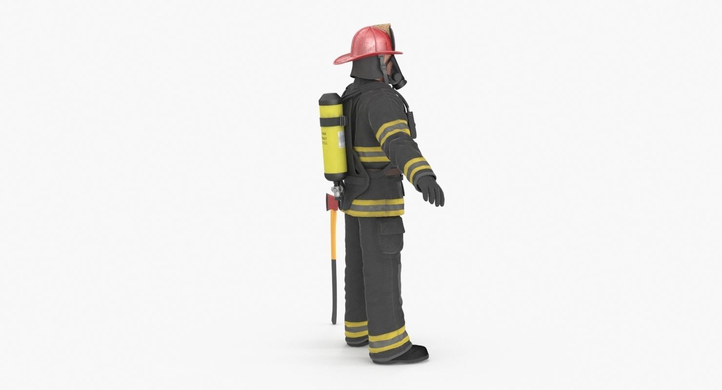 Firefighter Black Suite Clean Low-poly 3D model_15