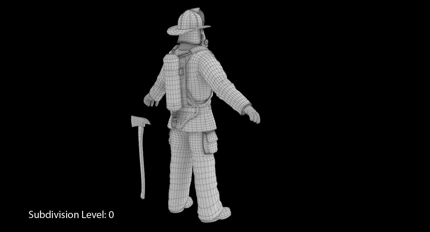 Firefighter Black Suite Clean Low-poly 3D model_30