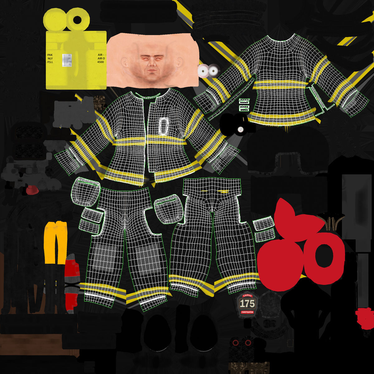 Firefighter Black Suite Clean Low-poly 3D model_43