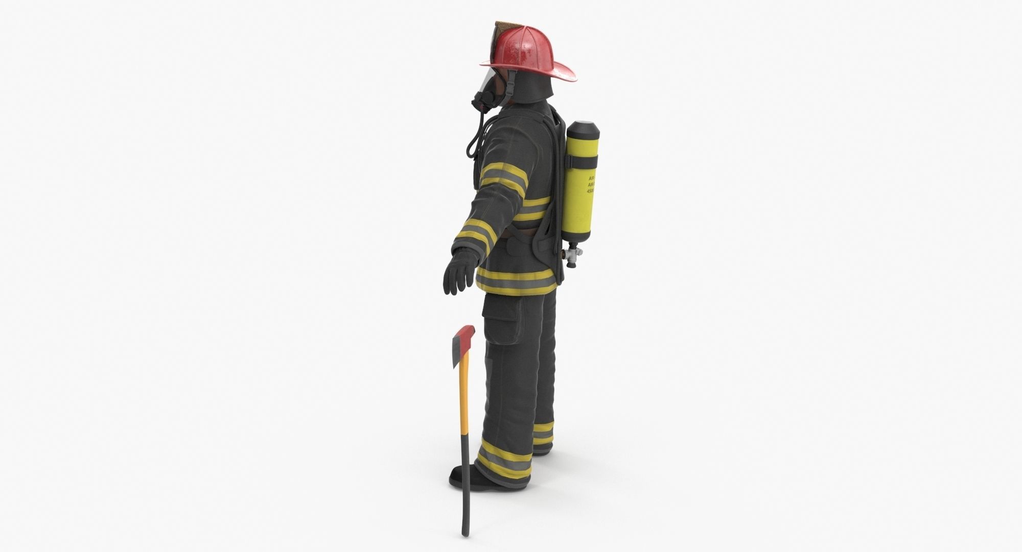 Firefighter Black Suite Clean Low-poly 3D model_4