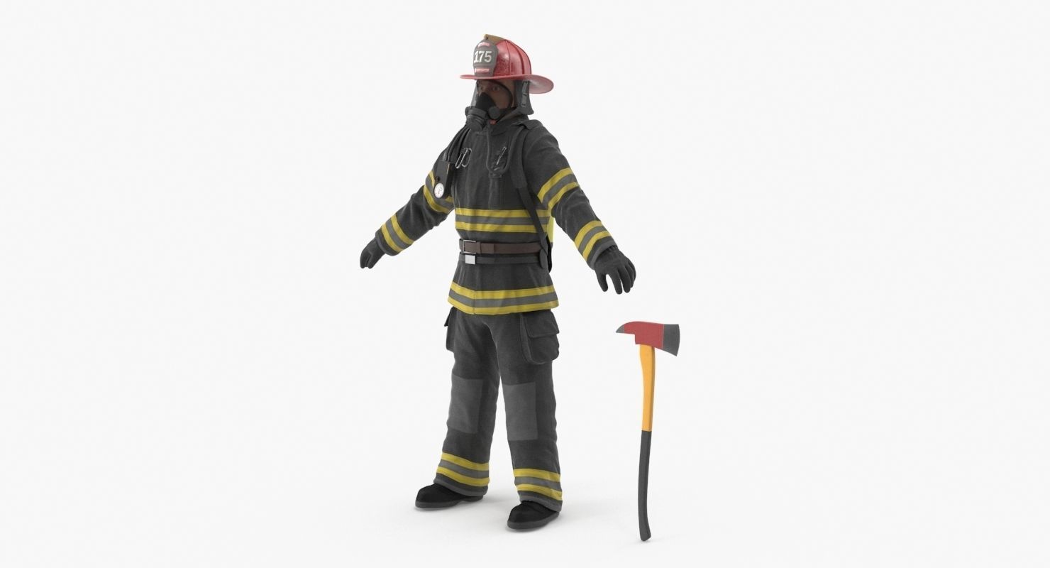 Firefighter Black Suite Clean Low-poly 3D model_21