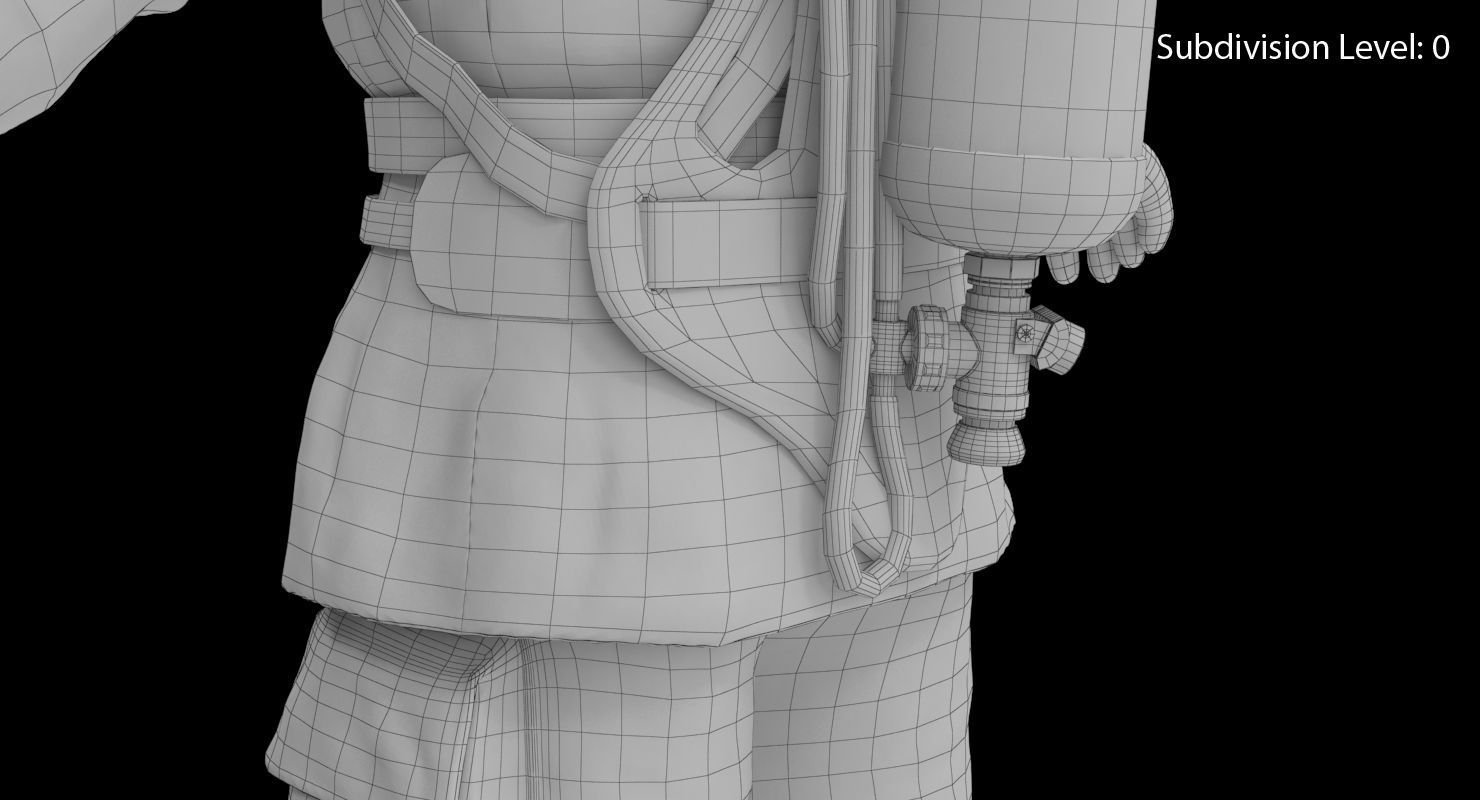 Firefighter Black Suite Low-poly 3D model_36