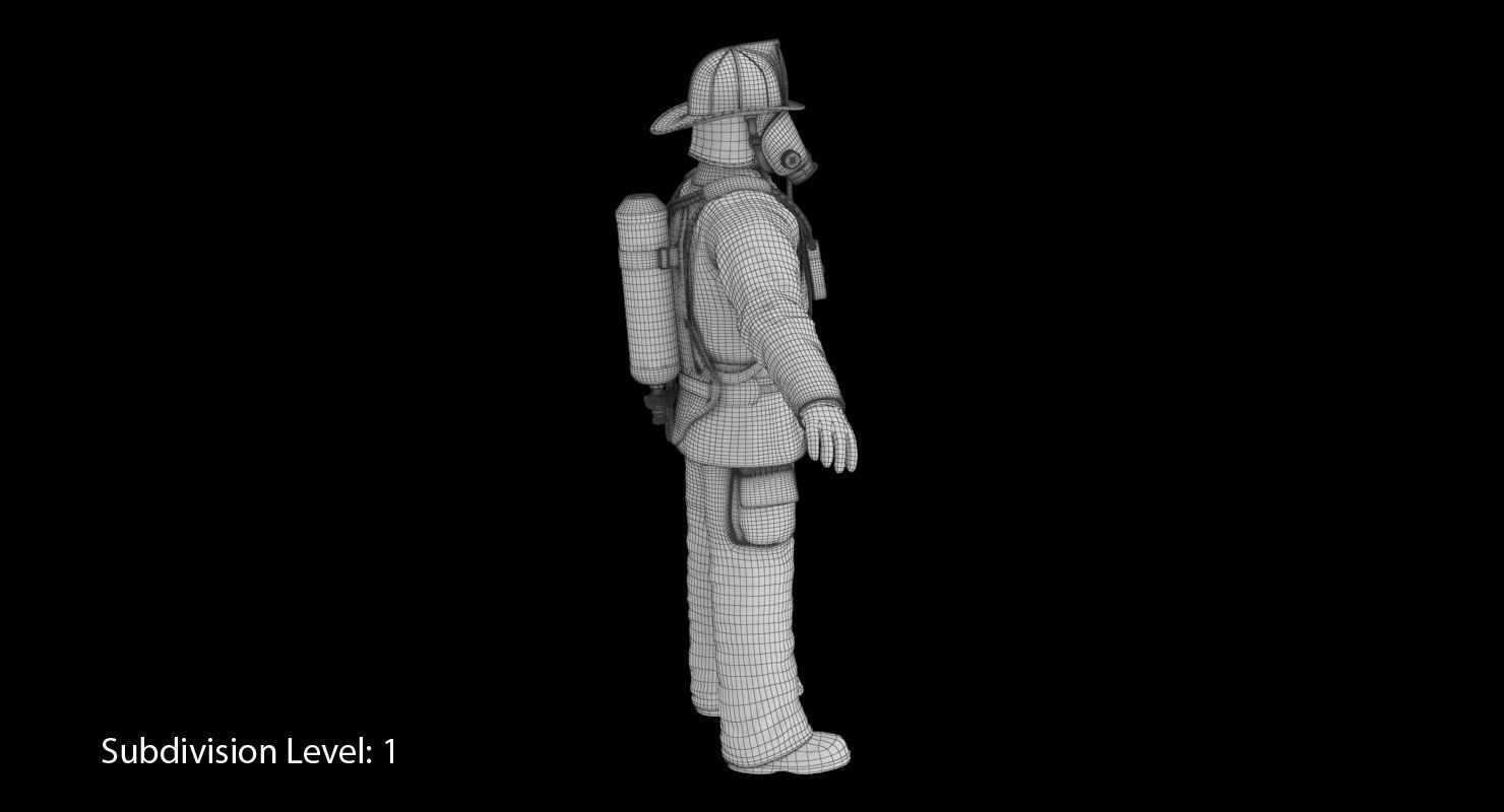 Firefighter Black Suite Low-poly 3D model_26