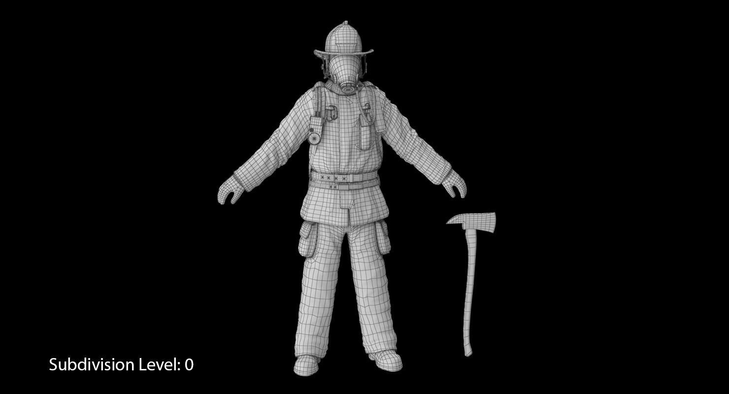 Firefighter Black Suite Low-poly 3D model_22