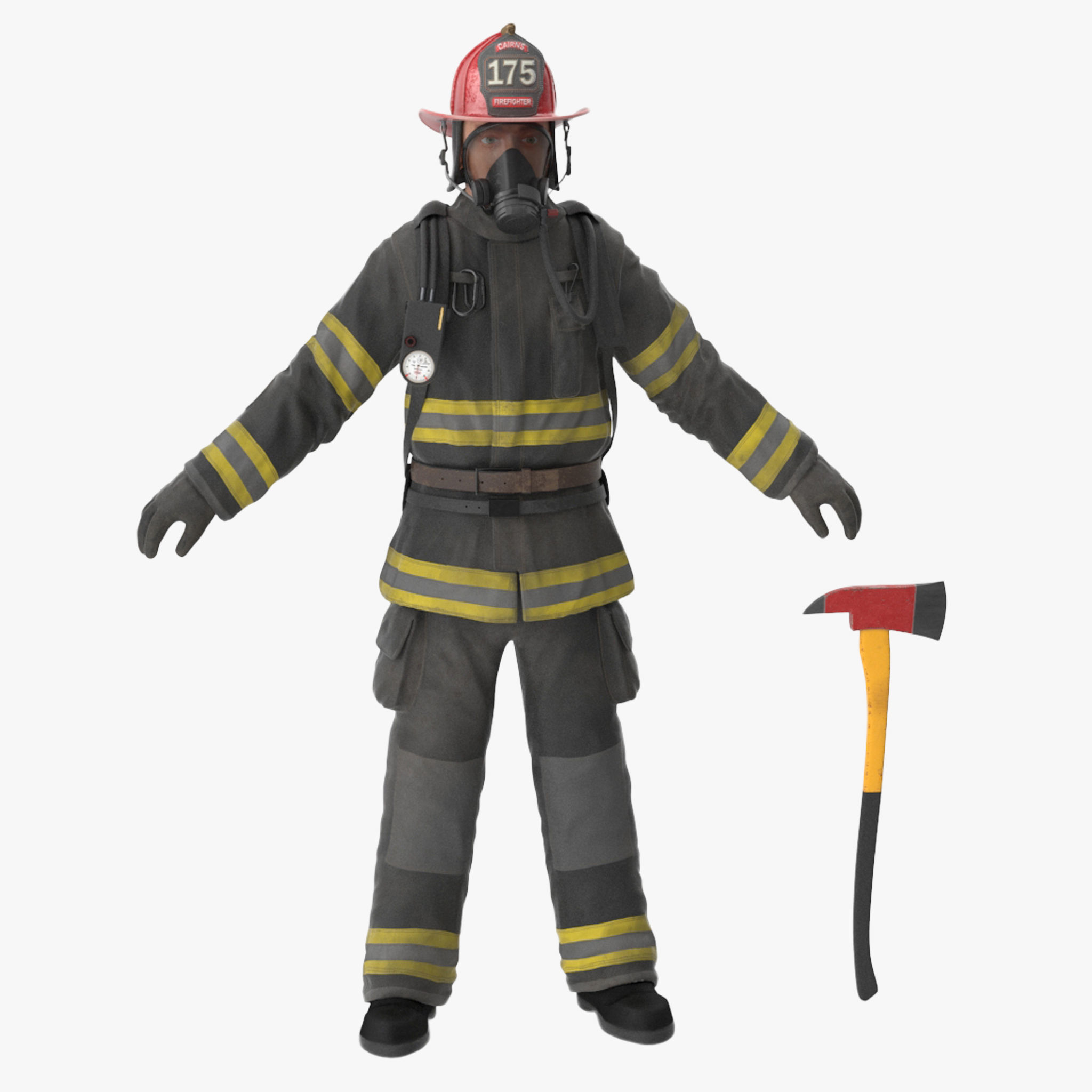 Firefighter Black Suite Low-poly 3D model_40