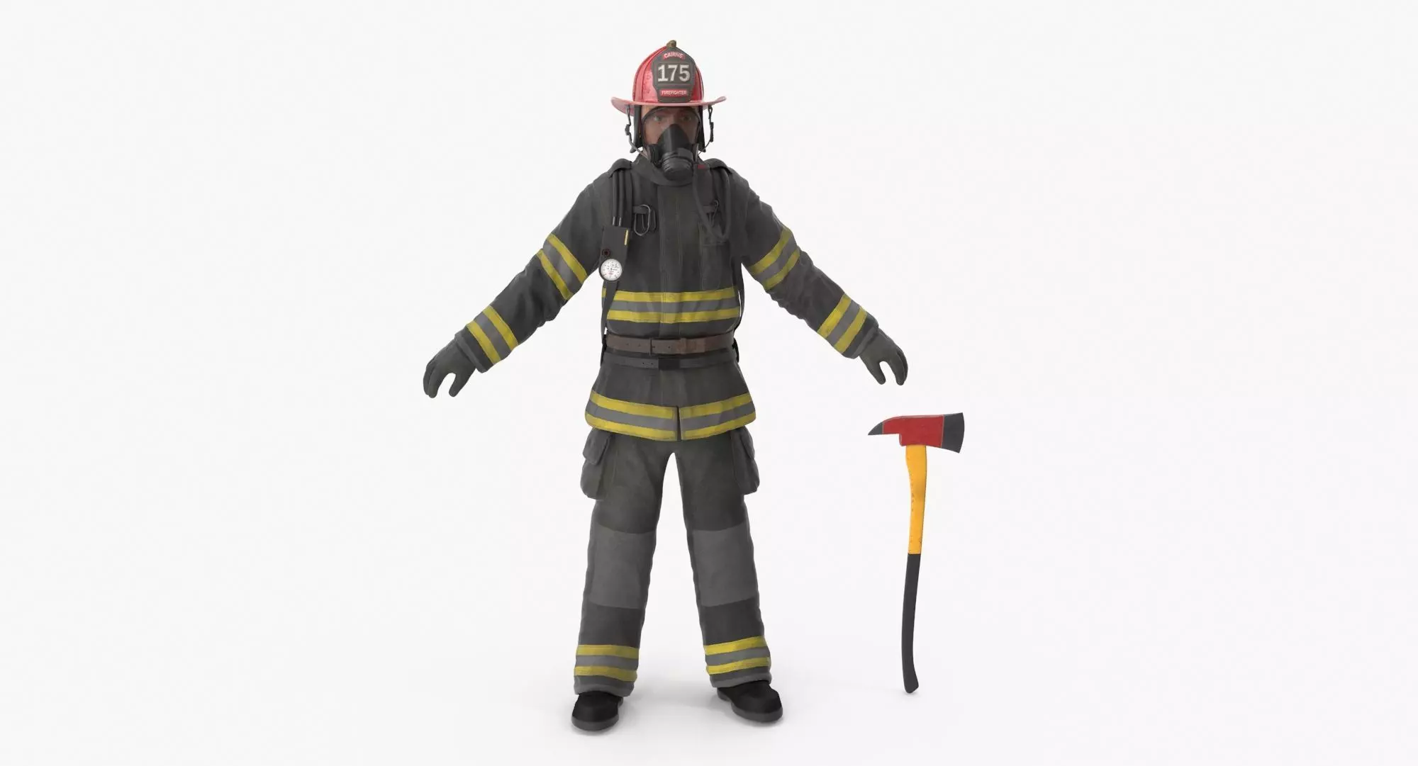 Firefighter Black Suite Low-poly 3D model_0
