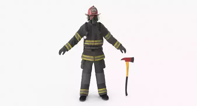 Firefighter Black Suite Low-poly 3D model