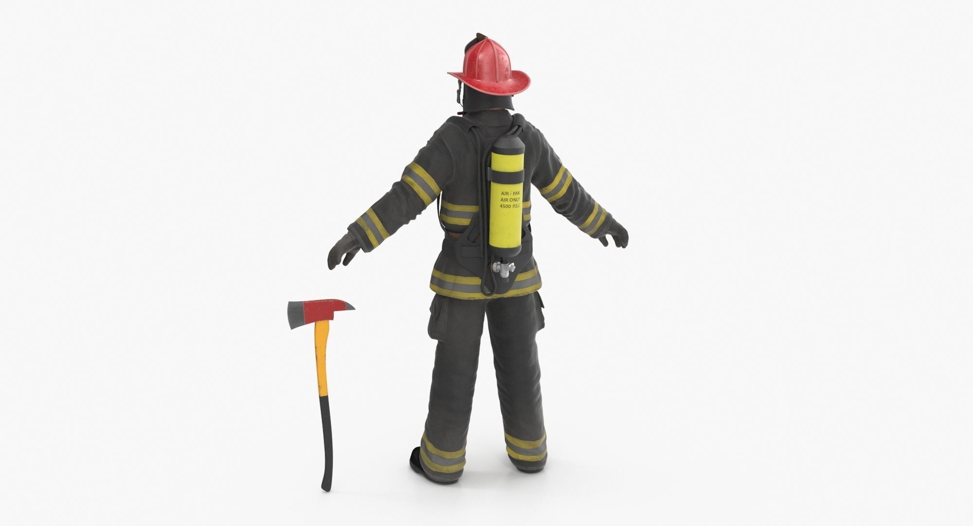 Firefighter Black Suite Low-poly 3D model_5