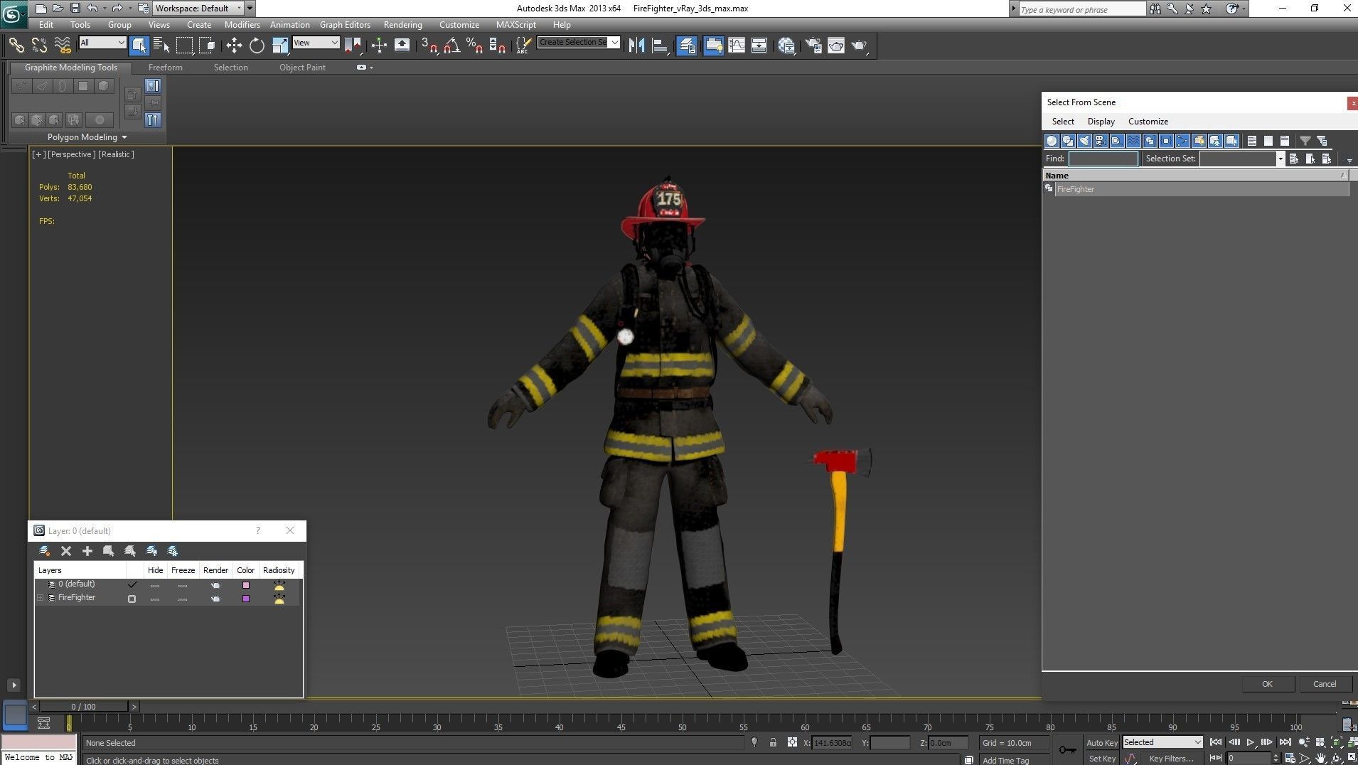 Firefighter Black Suite Low-poly 3D model_42