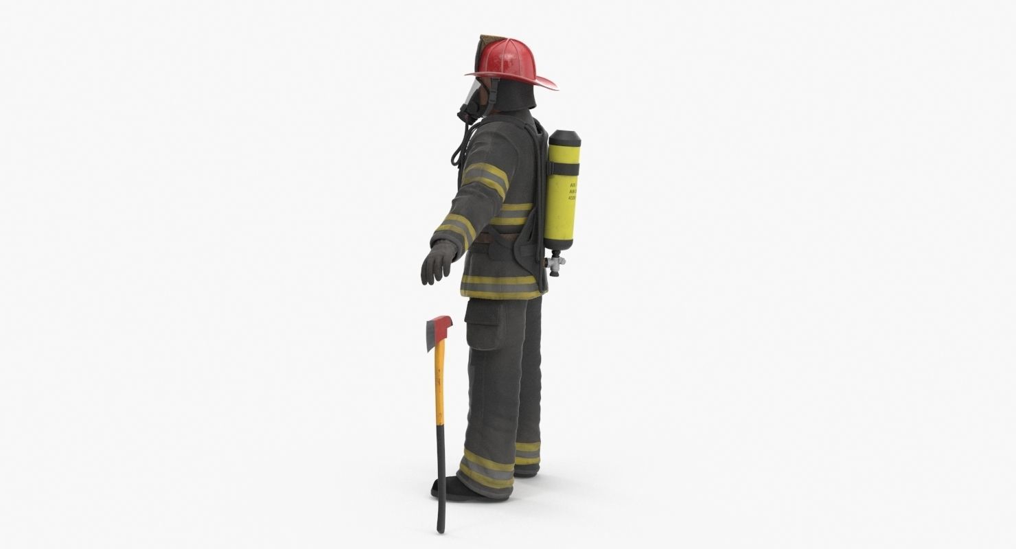 Firefighter Black Suite Low-poly 3D model_19