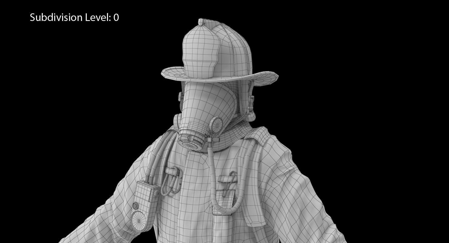 Firefighter Black Suite Low-poly 3D model_31