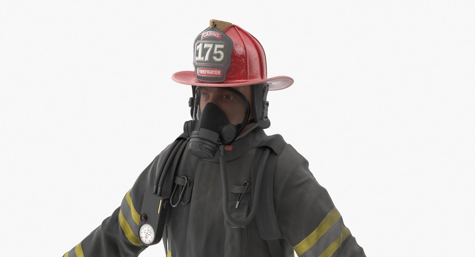 Firefighter Black Suite Low-poly 3D model_9