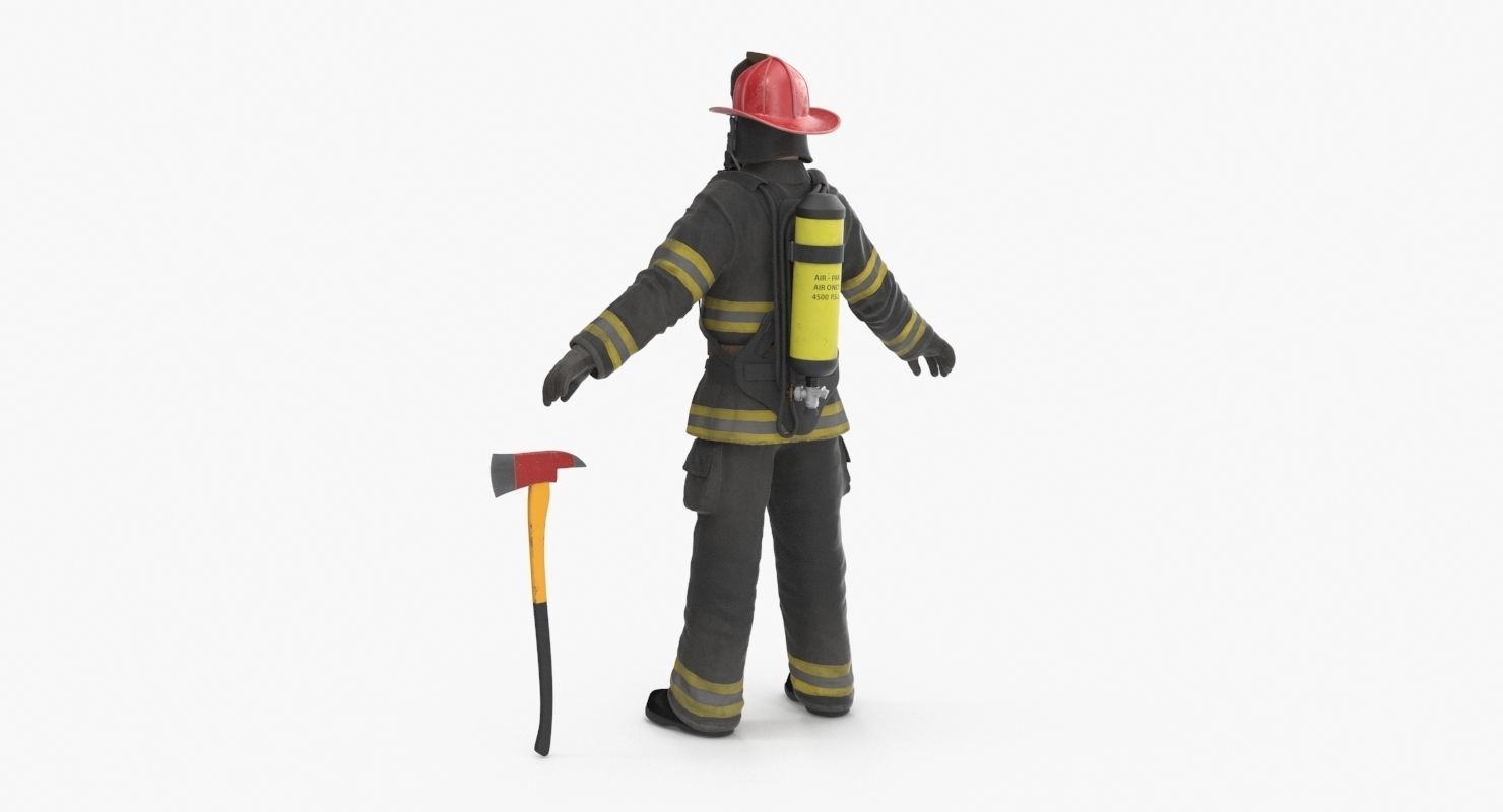 Firefighter Black Suite Low-poly 3D model_18