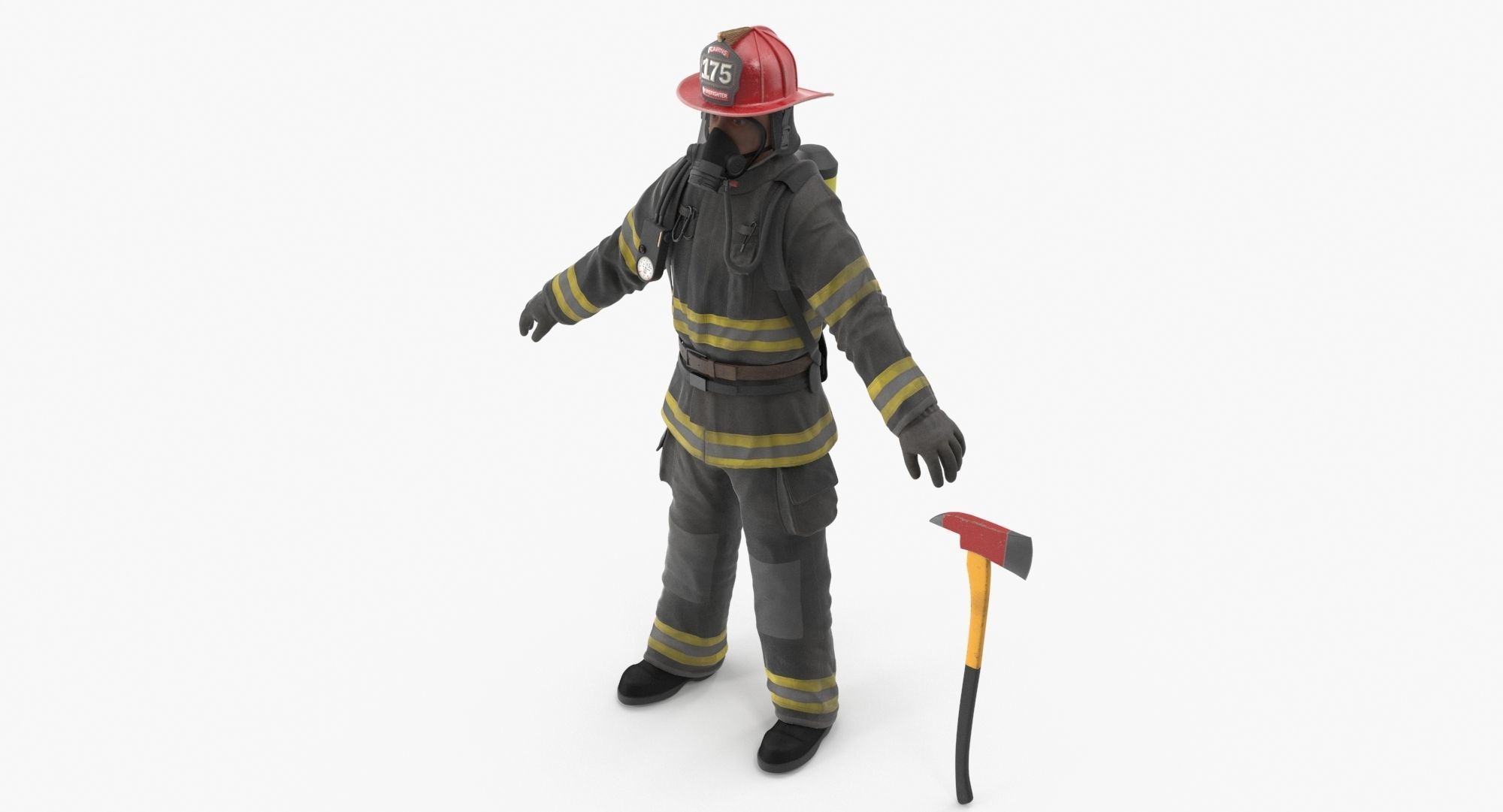 Firefighter Black Suite Low-poly 3D model_3