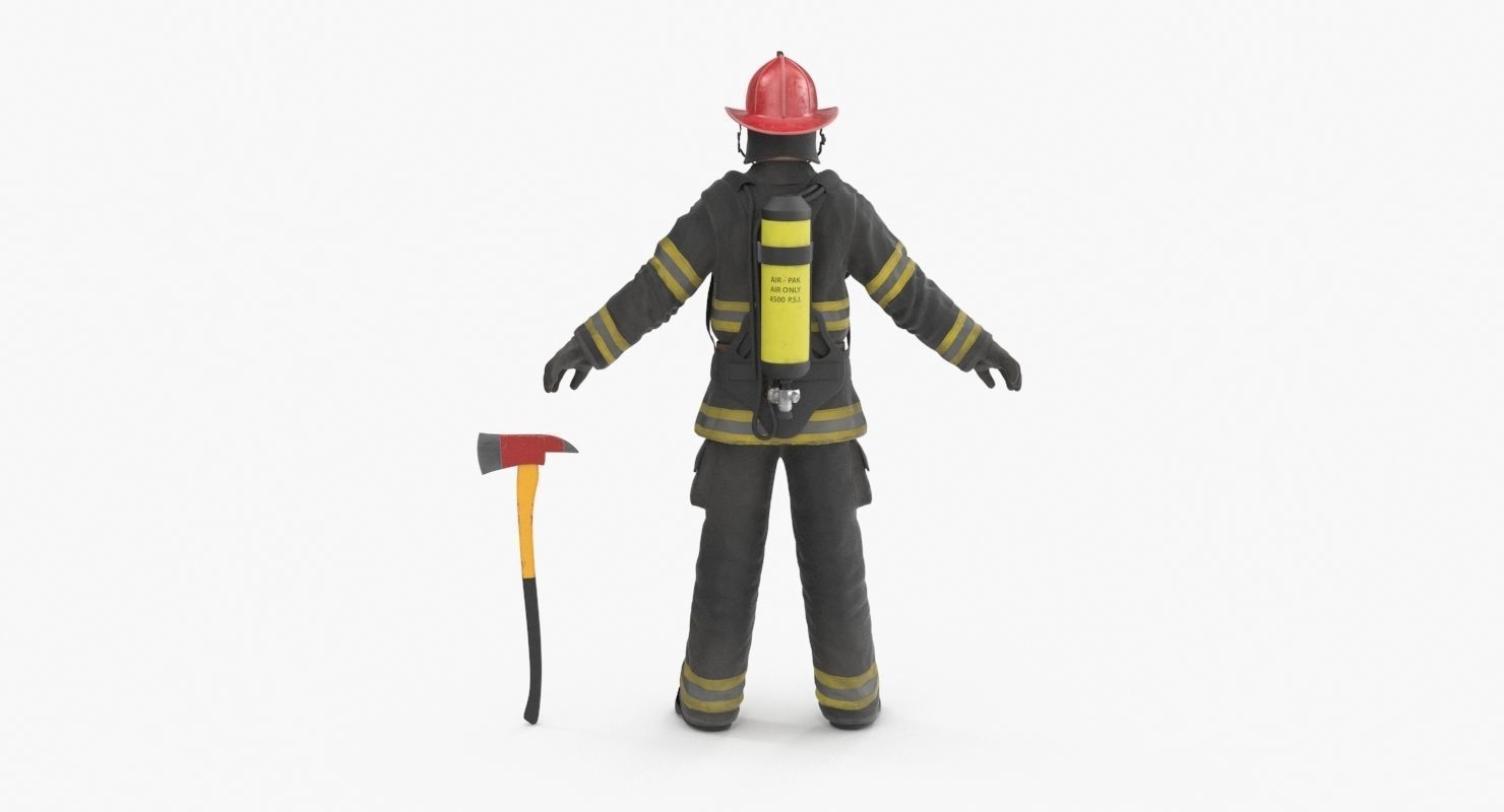 Firefighter Black Suite Low-poly 3D model_17