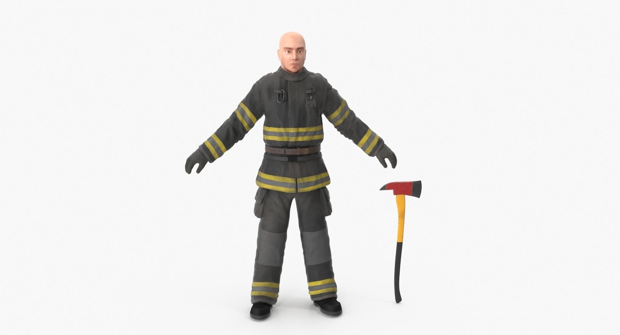 Firefighter Black Suite Low-poly 3D model_2