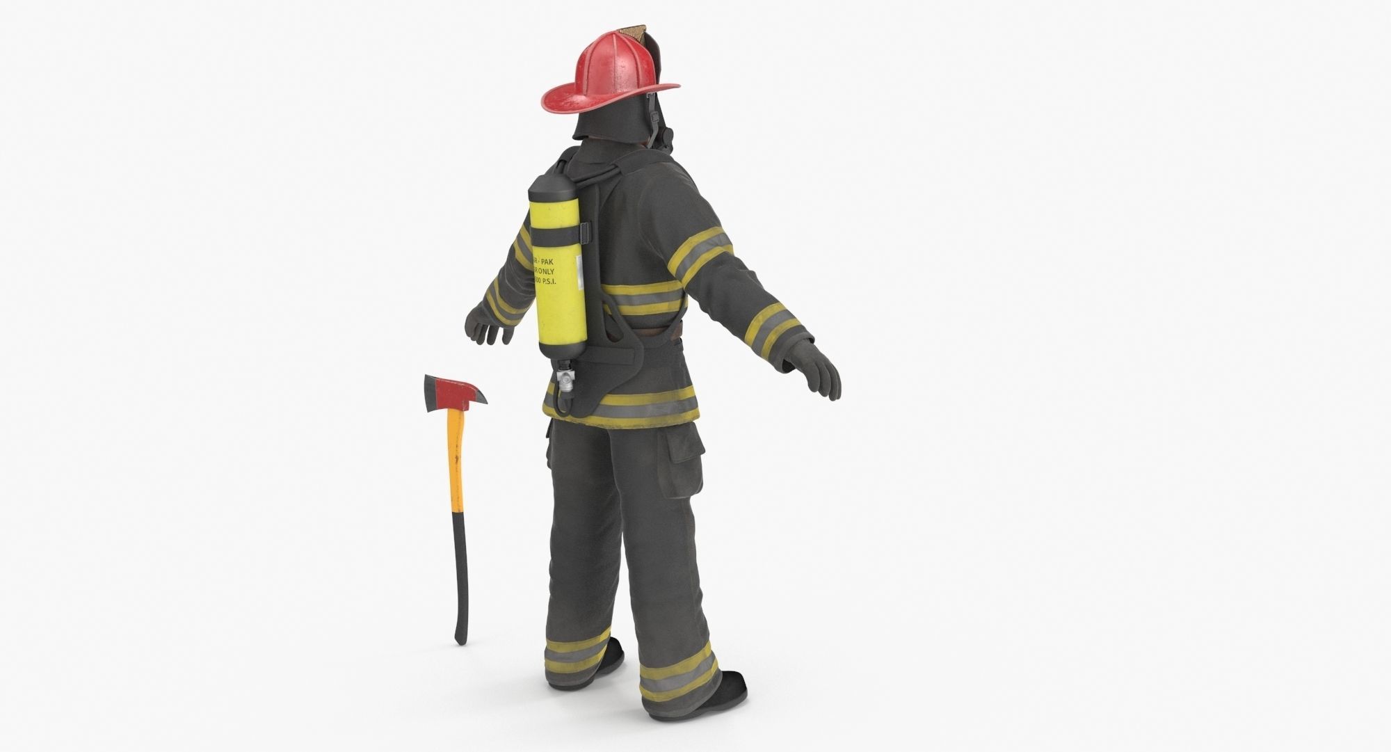 Firefighter Black Suite Low-poly 3D model_6