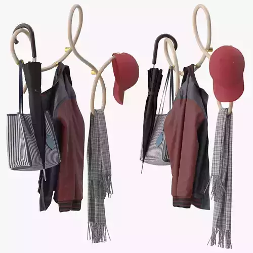 Waltz Wall Mounted Wooden Coat Rack 3D model