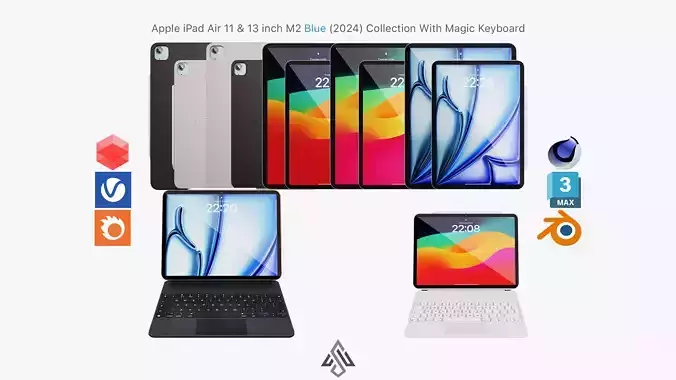 Apple iPad Air 11-13 inch Blue M2 2024 With Magic Keyboard