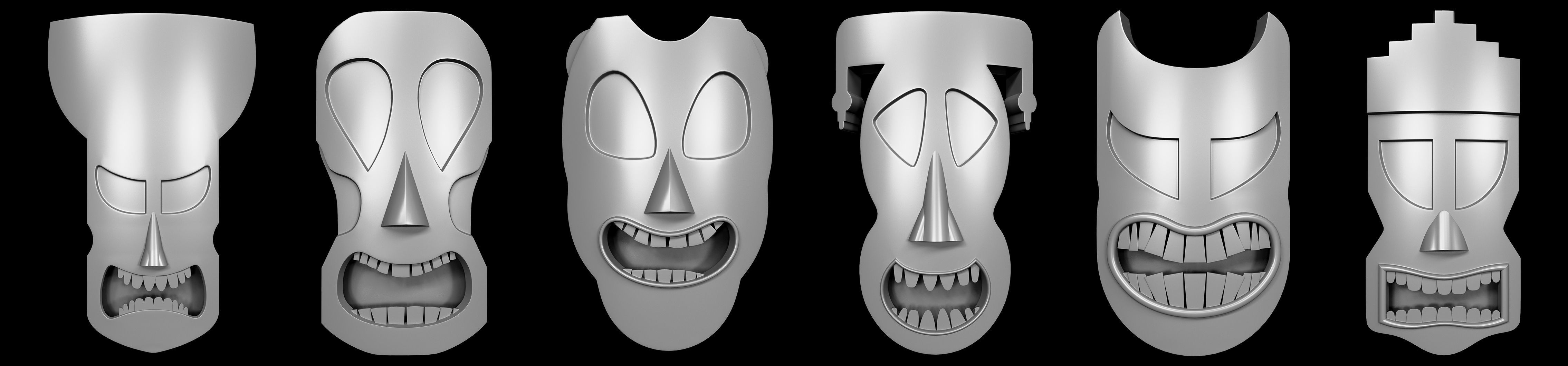 95 Tiki Face base and high Pack  Low-poly 3D model_5