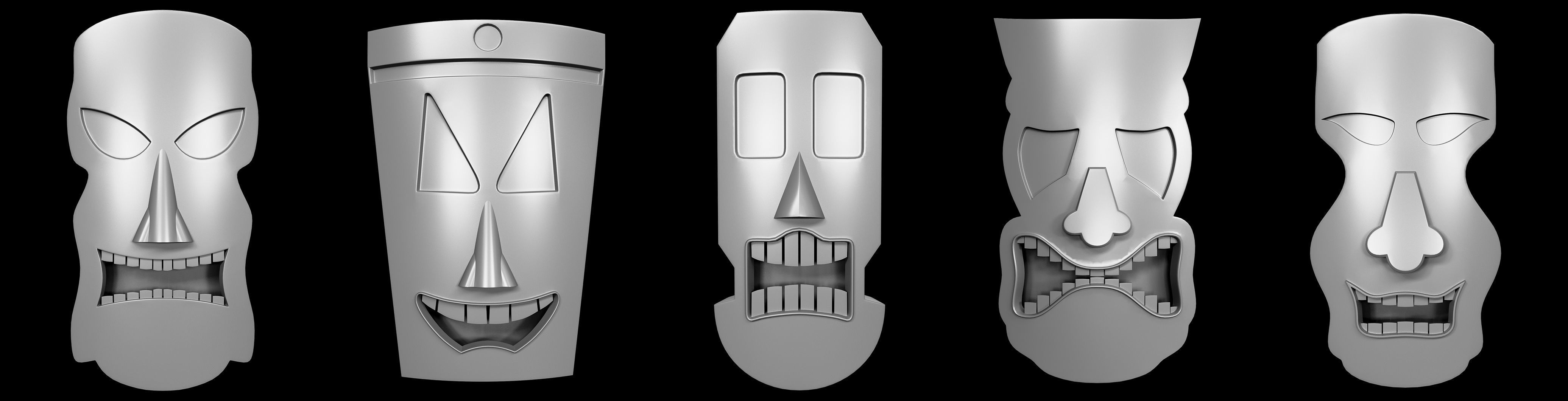 95 Tiki Face base and high Pack  Low-poly 3D model_1