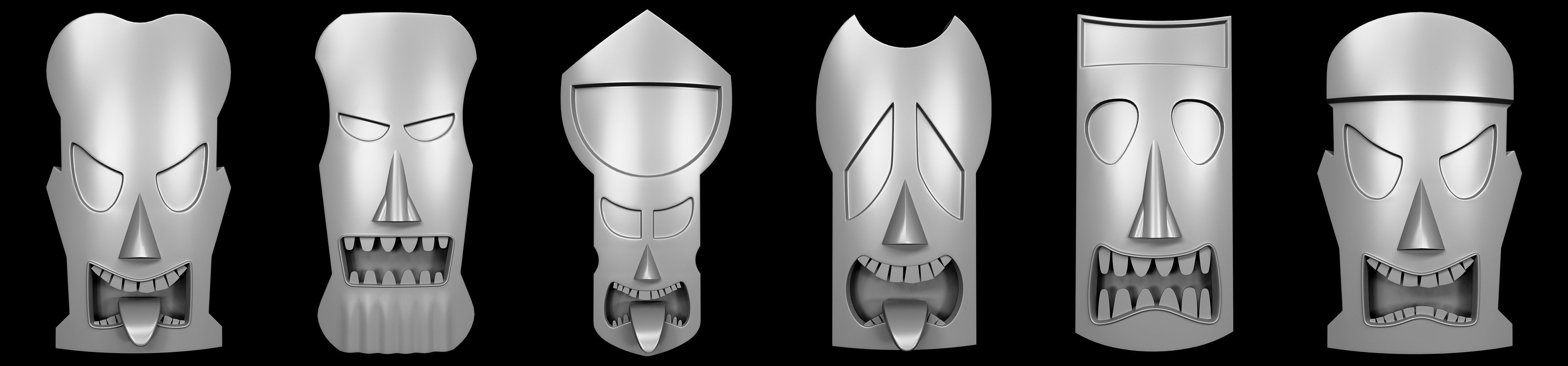 95 Tiki Face base and high Pack  Low-poly 3D model_6