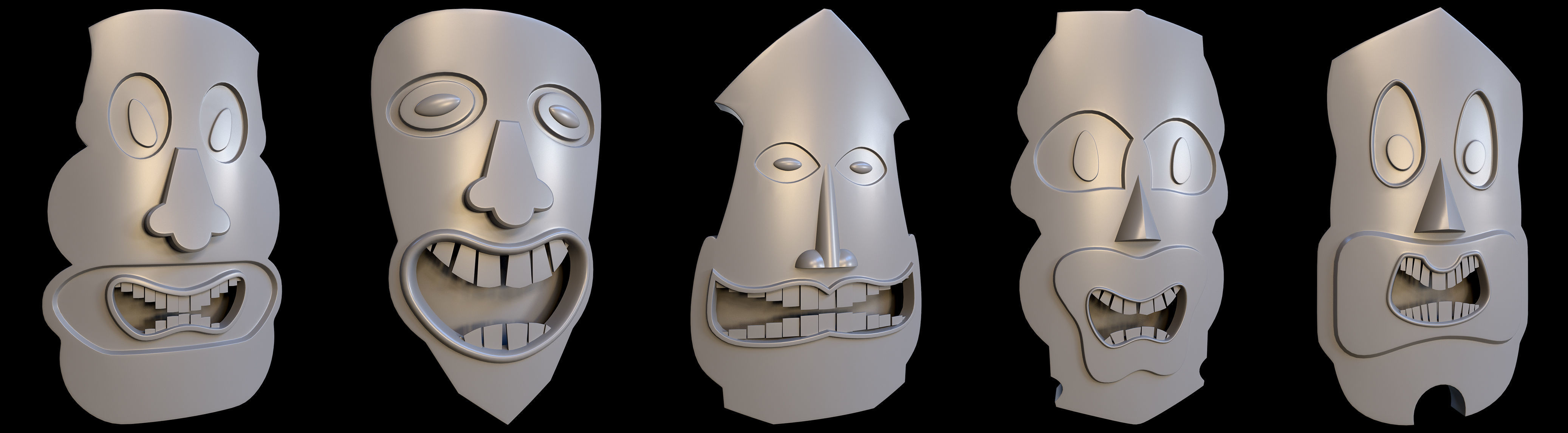 95 Tiki Face base and high Pack  Low-poly 3D model_14