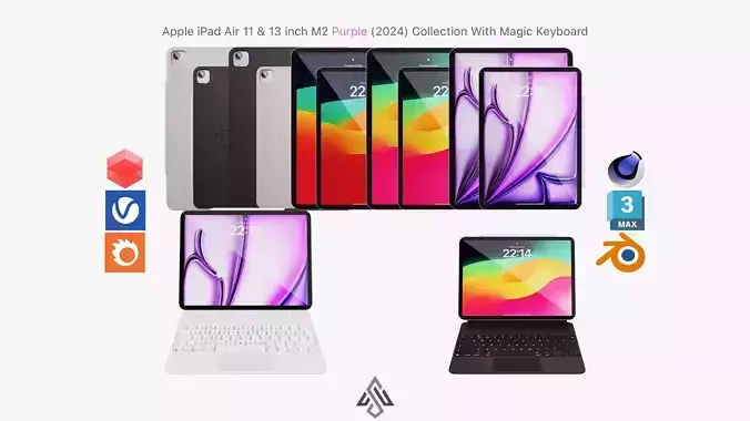 Apple iPad Air 11-13 inch Purple M2 2024 With Magic Keyboard