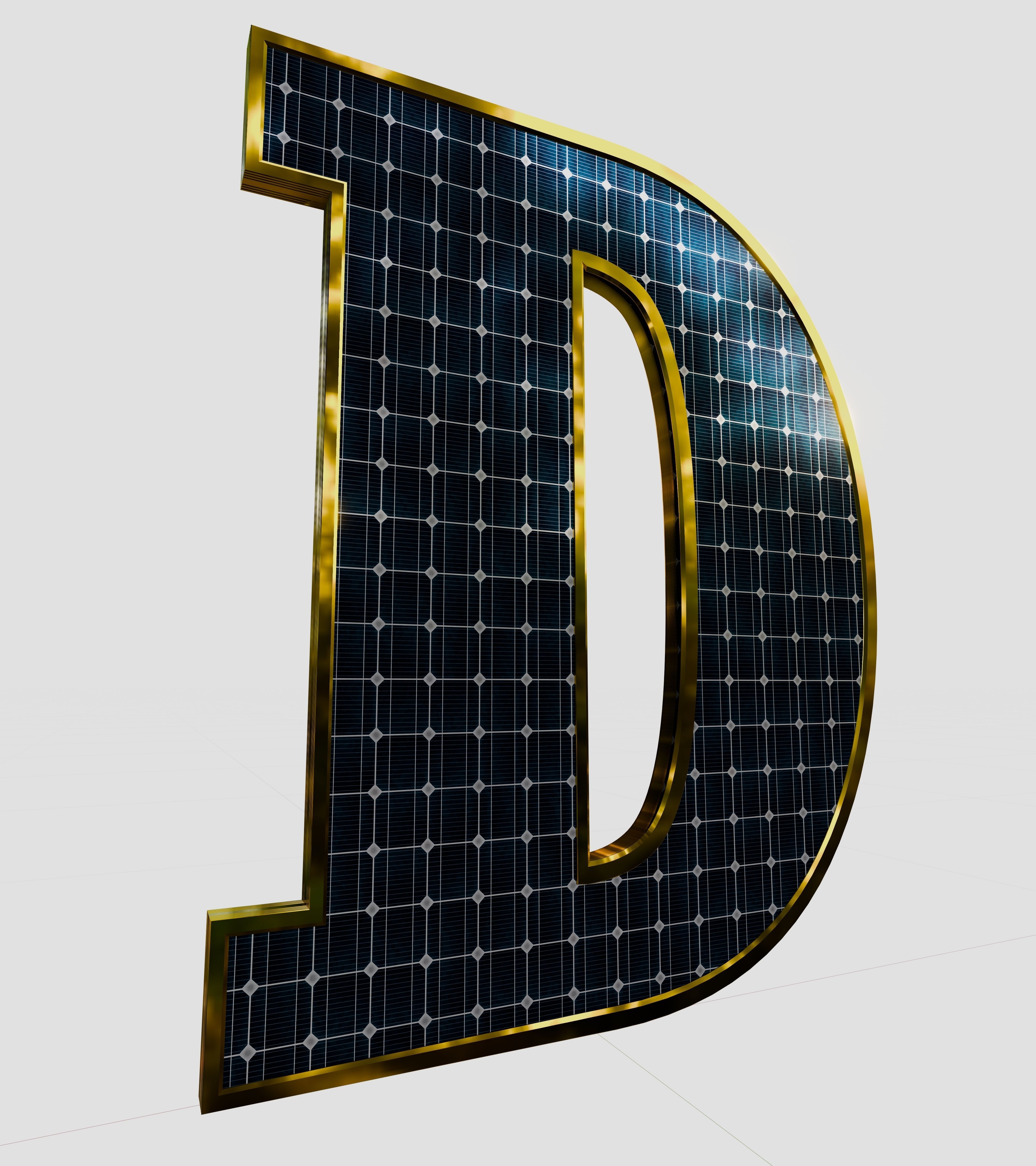 Solar Panel Letter - D 3D model_9