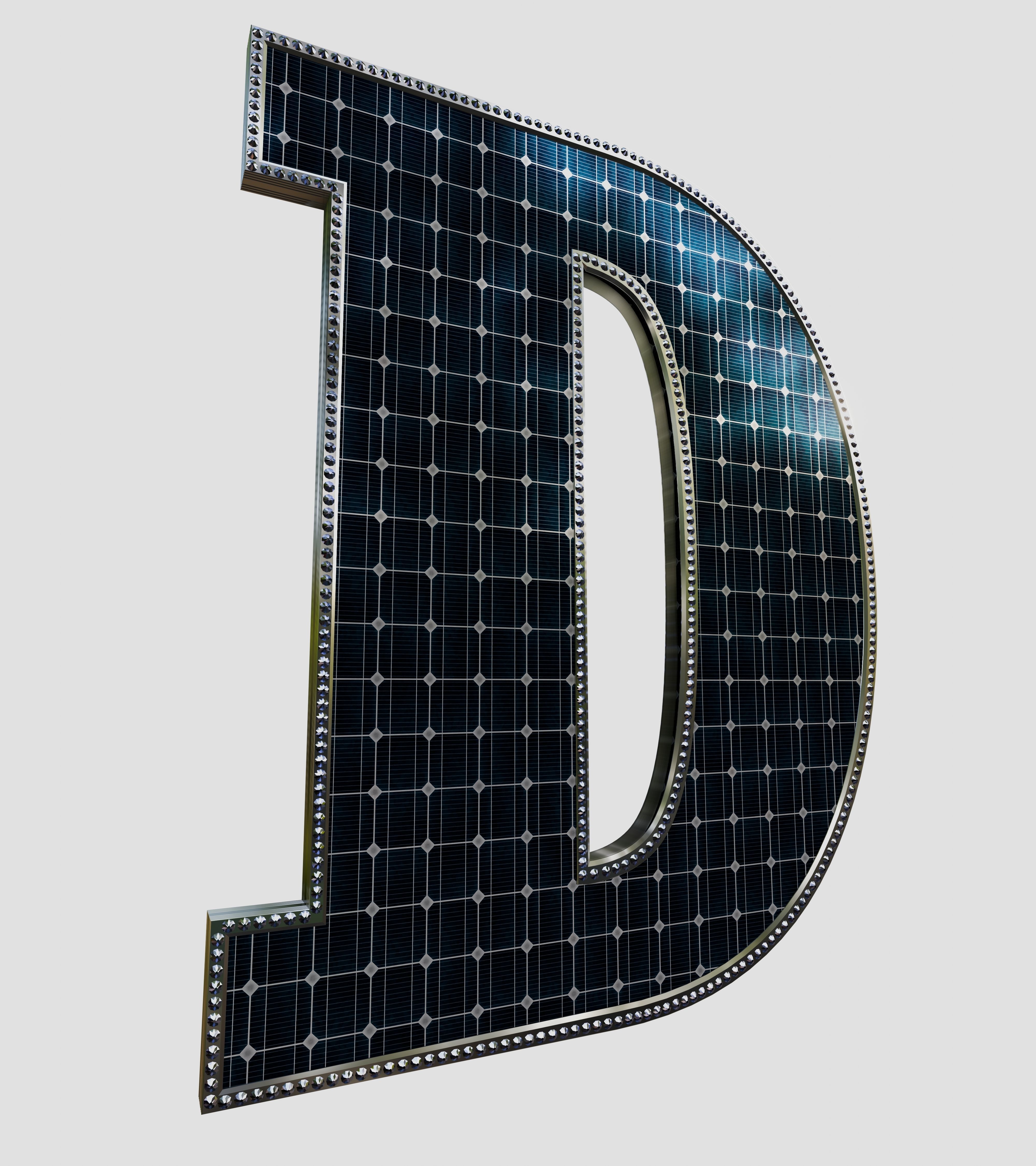 Solar Panel Letter - D 3D model_4