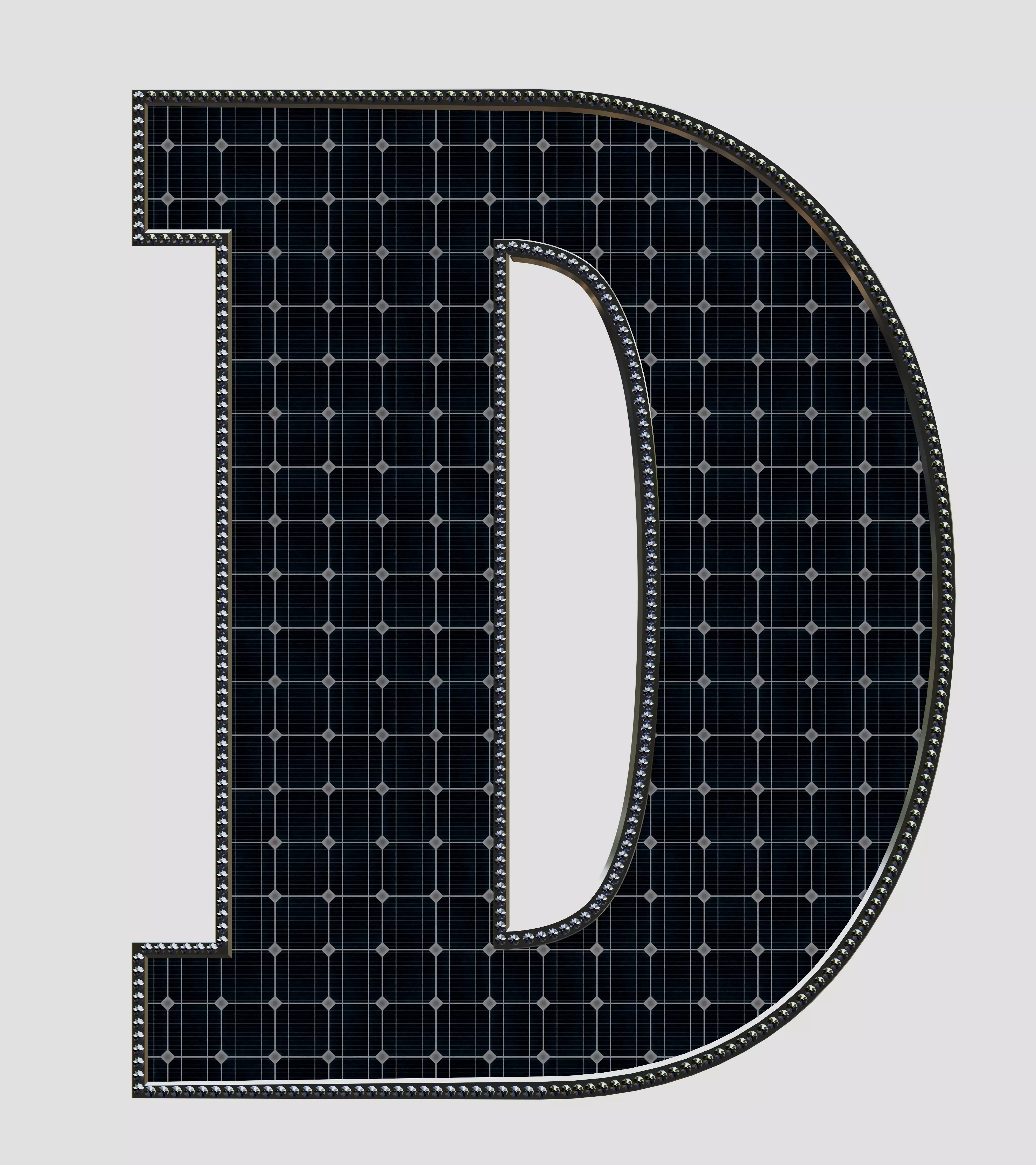 Solar Panel Letter - D 3D model_0