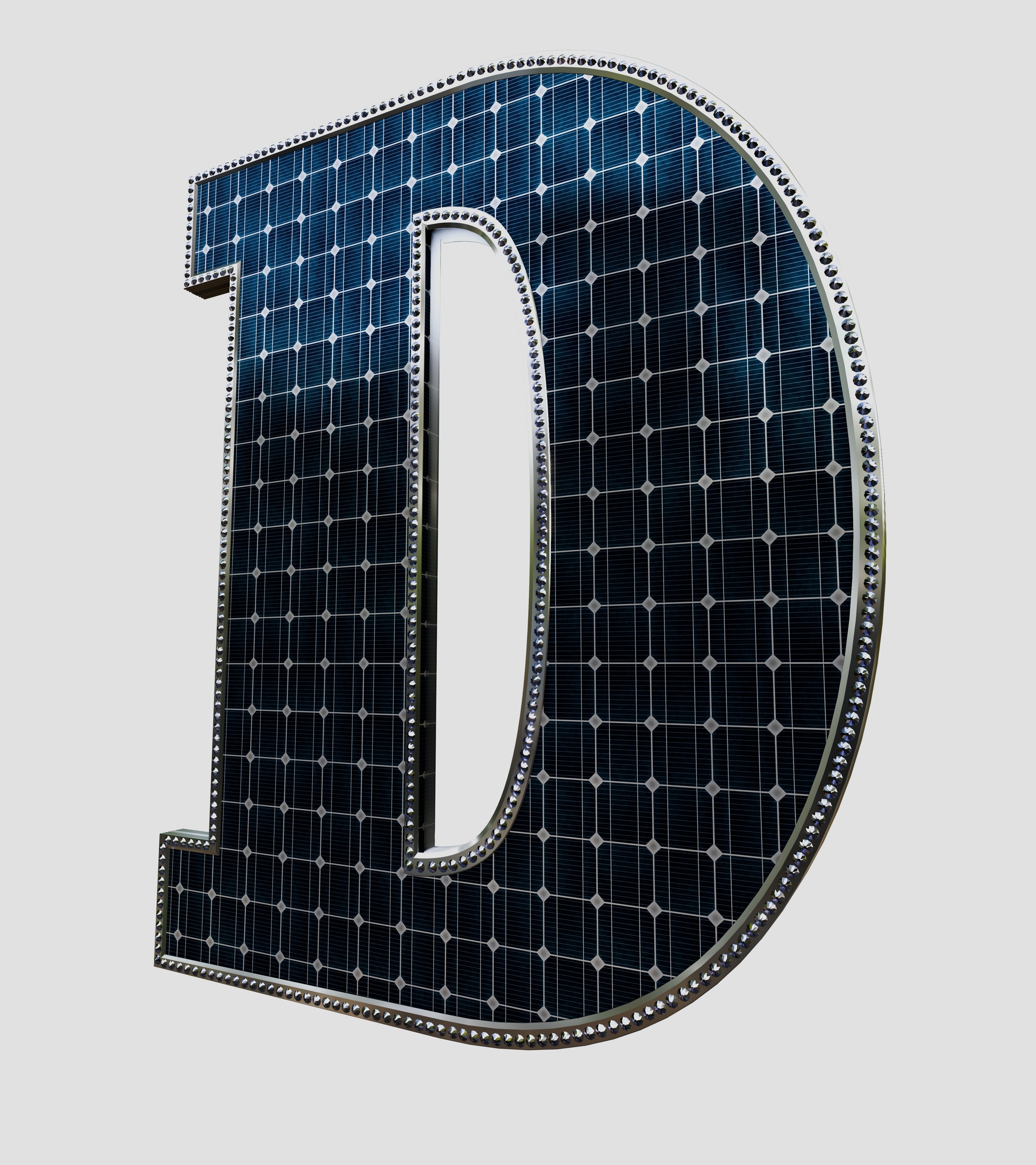 Solar Panel Letter - D 3D model_6