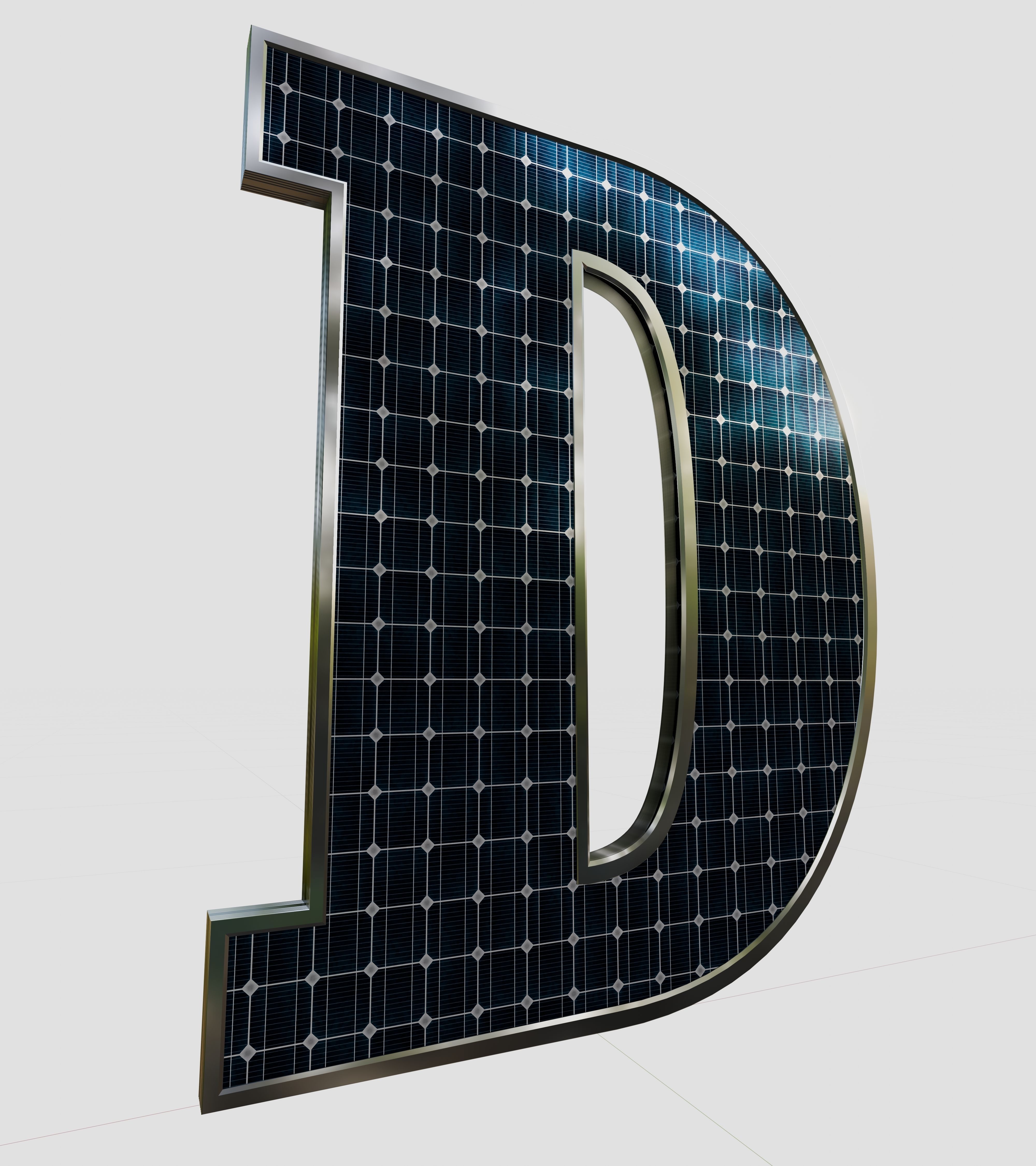 Solar Panel Letter - D 3D model_8