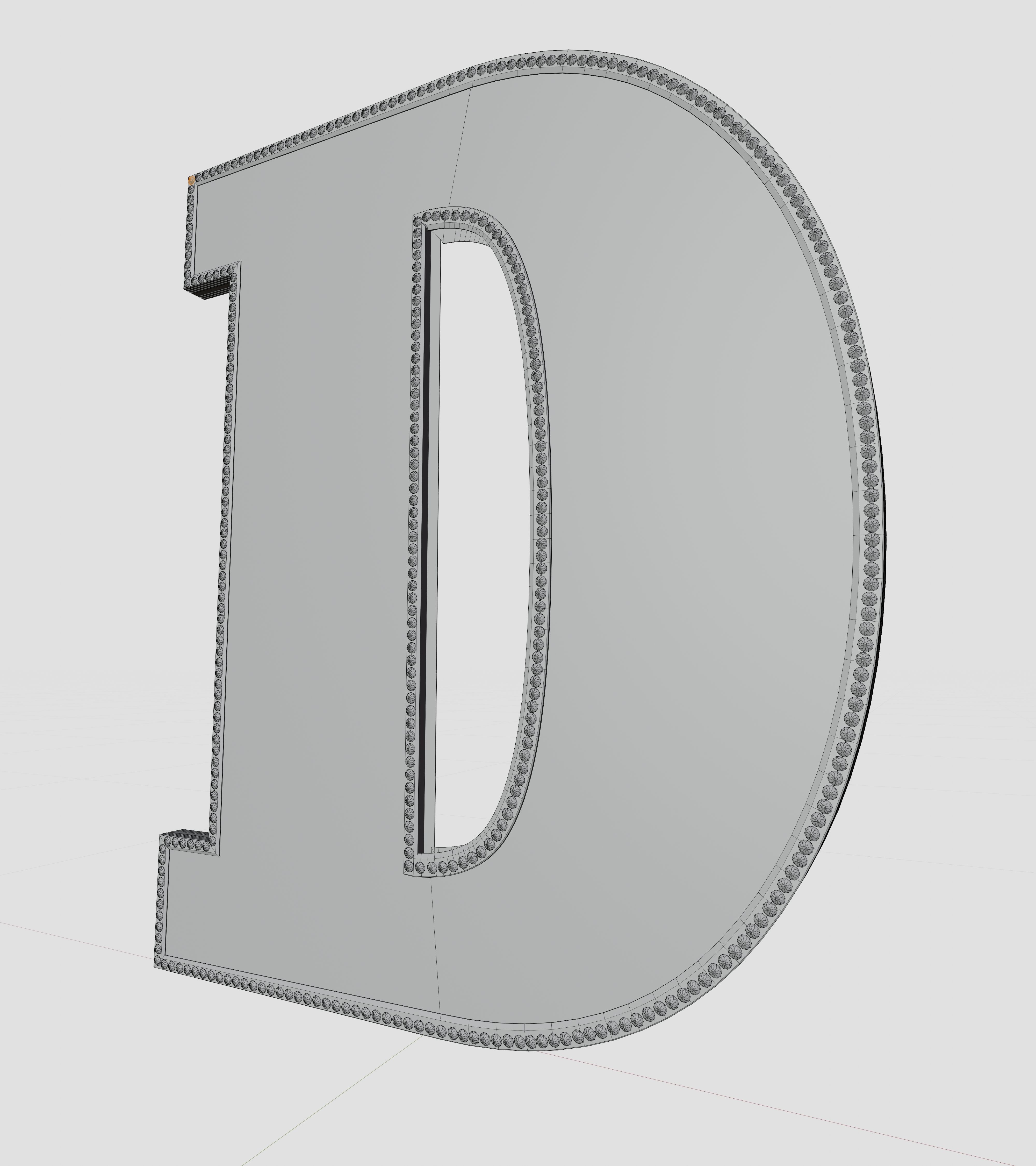 Solar Panel Letter - D 3D model_12