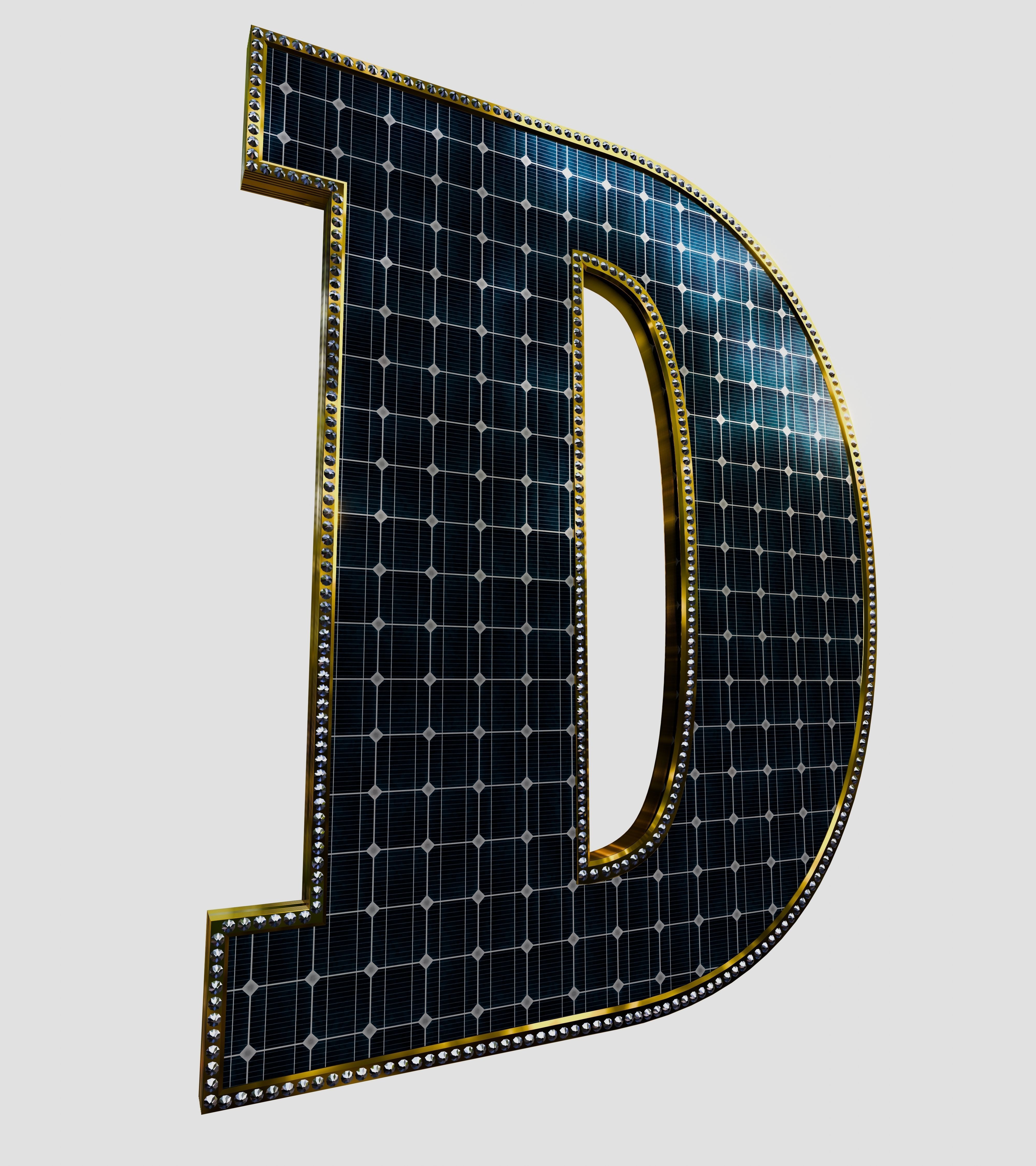 Solar Panel Letter - D 3D model_5