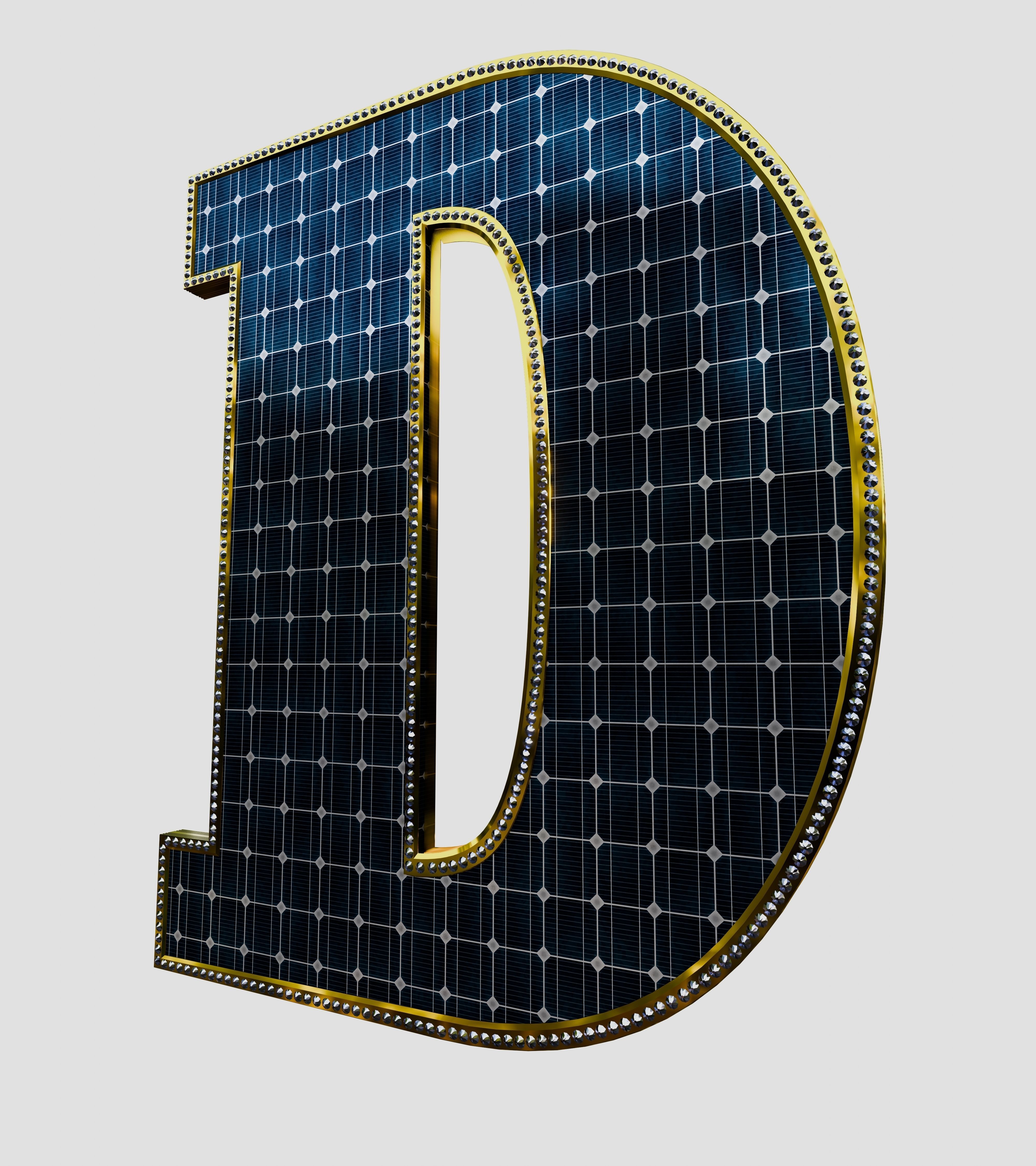 Solar Panel Letter - D 3D model_7