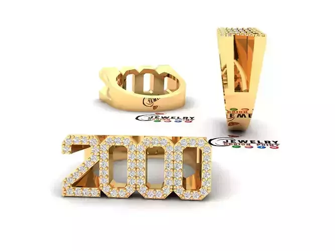 Custom Birth Year 2000 Ring - Born Charms Ring - Personalized 3D print model