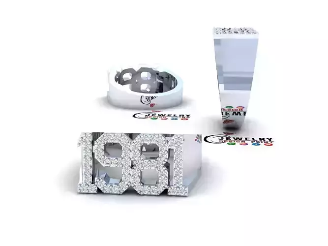 Custom Birth Year 1981 Ring - Born Charms Ring - Personalized 3D print model