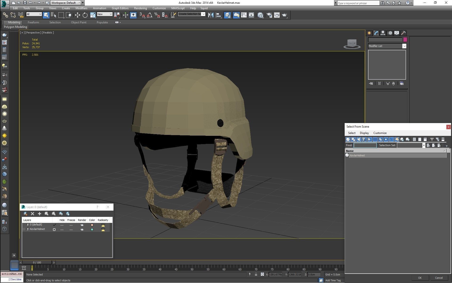 Kevlar Helmet Tan Low-poly 3D model_41
